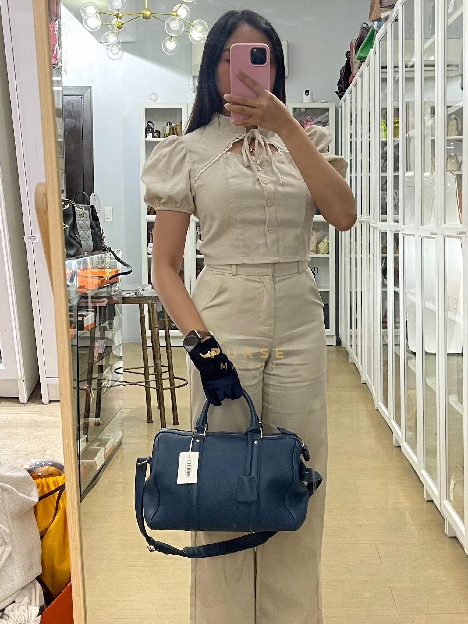 Louis Vuitton Speedy Sofia Coppola PM in Blue Ocean Calfskin Leather Crossbody Bag (Date Code: TR1143) - Image 48
