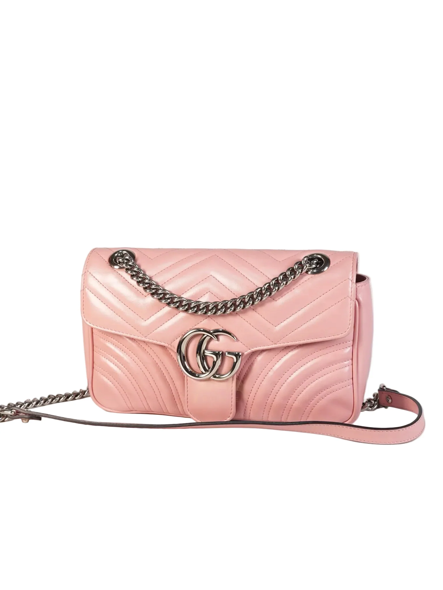Gucci Marmont Small in Pink Matelasse Leather and Silver Hardware Crossbody Bag - Image 3