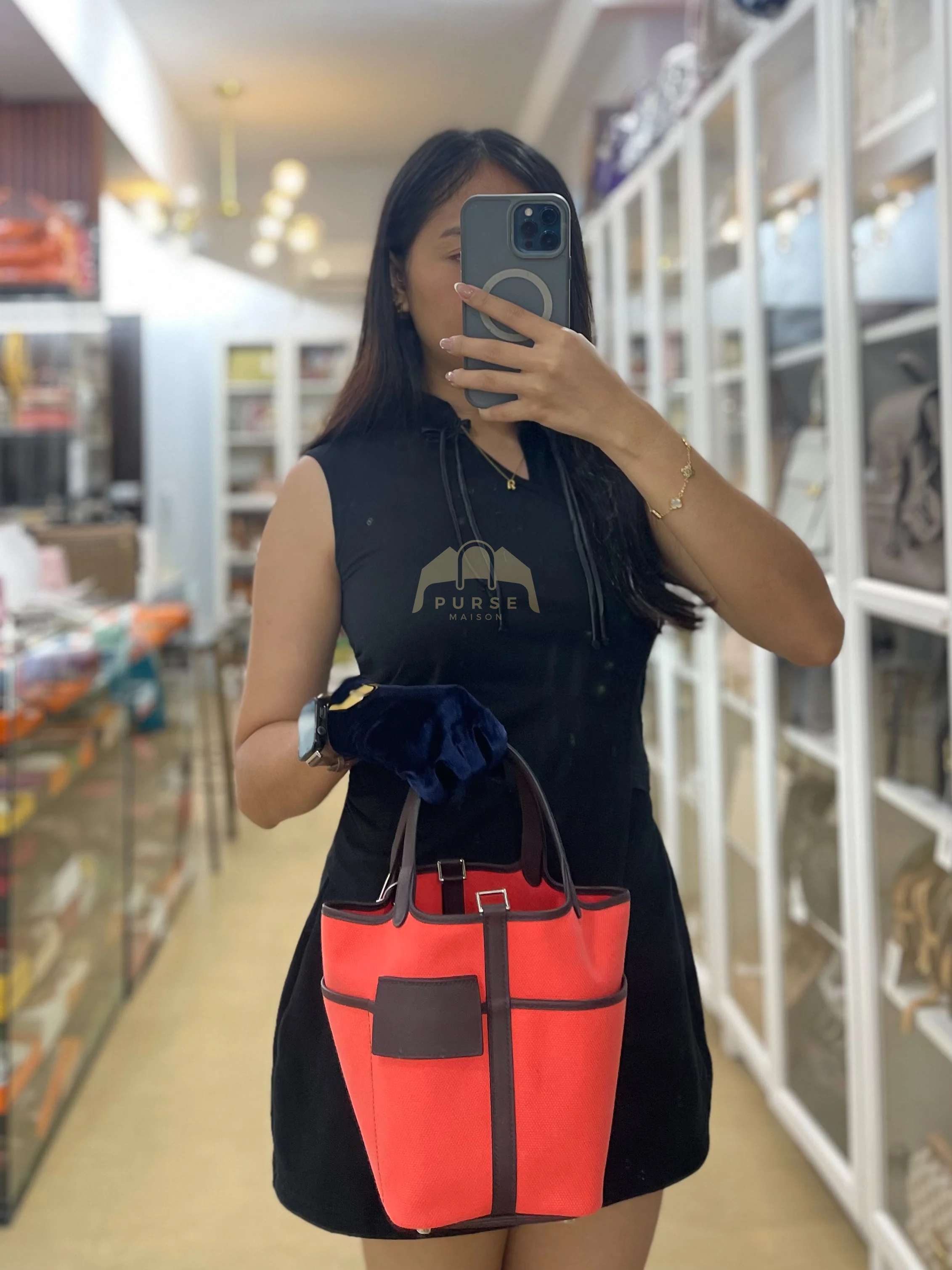 Hermes Picotin 18 Limited Edition Cargo Rouge Sellier Swift and Rose Texas Toile Goeland Canvas and Palladium Hardware Stamp U (2022) - Image 32