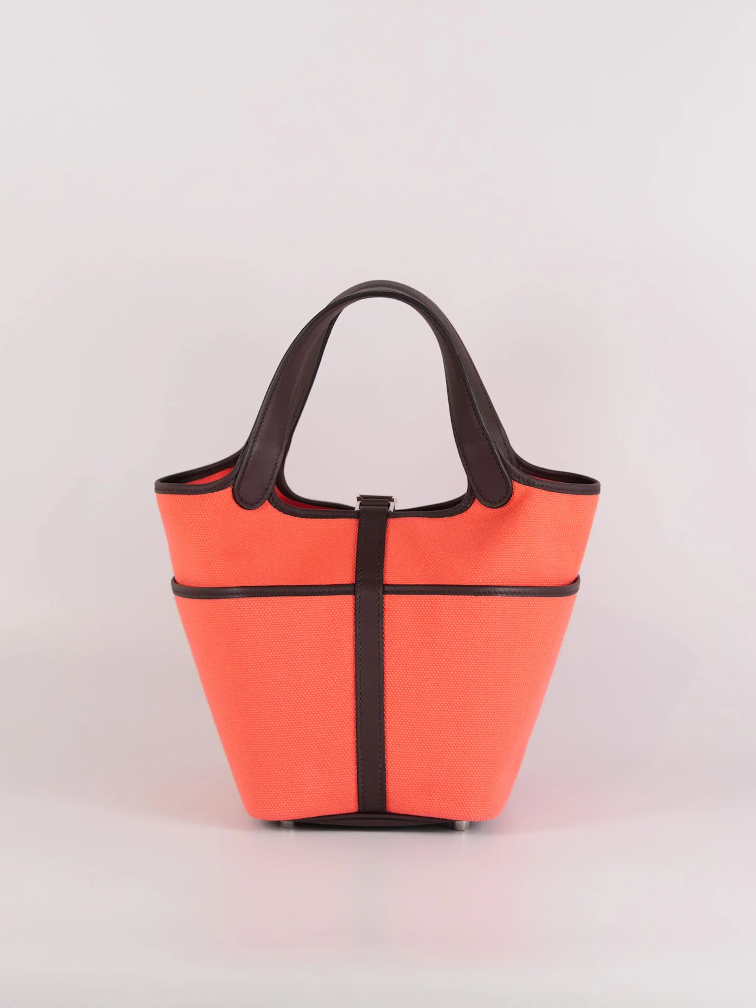 Hermes Picotin 18 Limited Edition Cargo Rouge Sellier Swift and Rose Texas Toile Goeland Canvas and Palladium Hardware Stamp U (2022) - Image 4