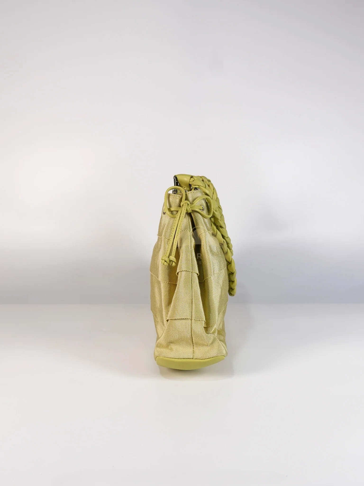 Salvatore Ferragamo Pleated Light Green Grossgrain Nylon Shoulder Bag - Image 6