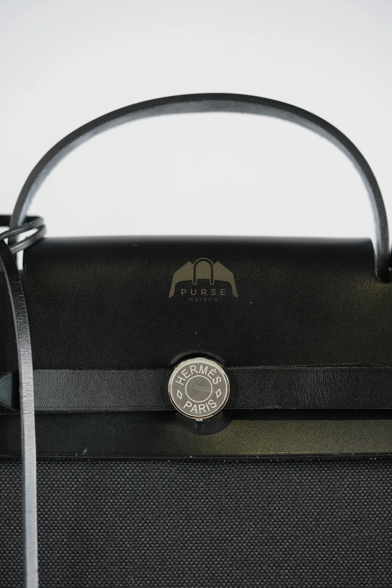 Hermes Herbag Messenger 39 in Black Military Toile Vache Hunter & Palladium Hardware Stamp K(2025) - Image 12