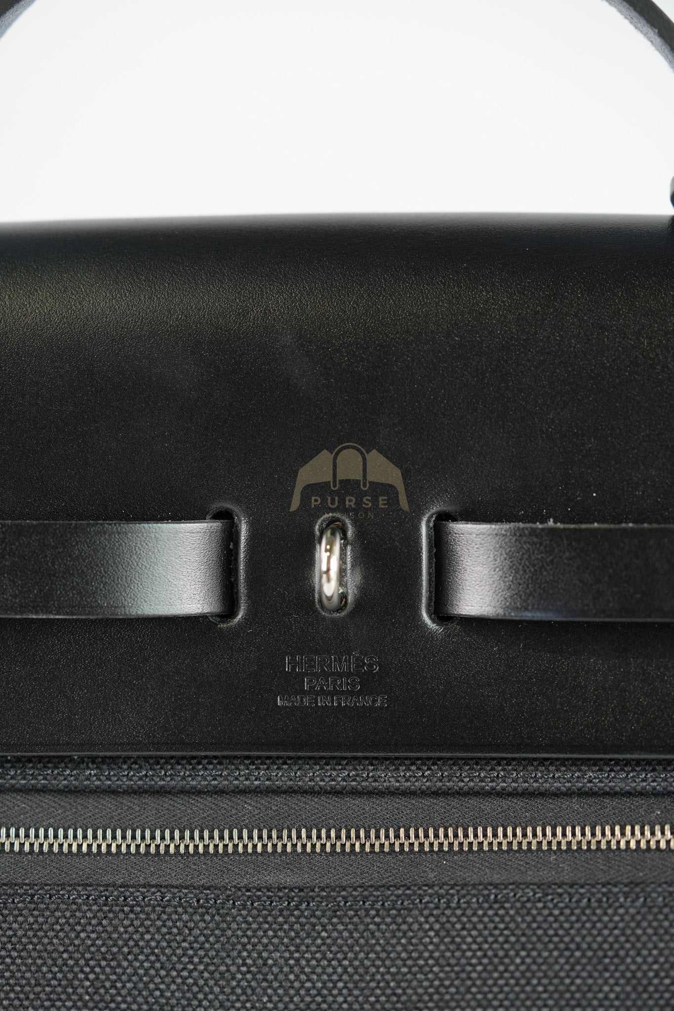 Hermes Herbag Messenger 39 in Black Military Toile Vache Hunter & Palladium Hardware Stamp K(2025) - Image 23