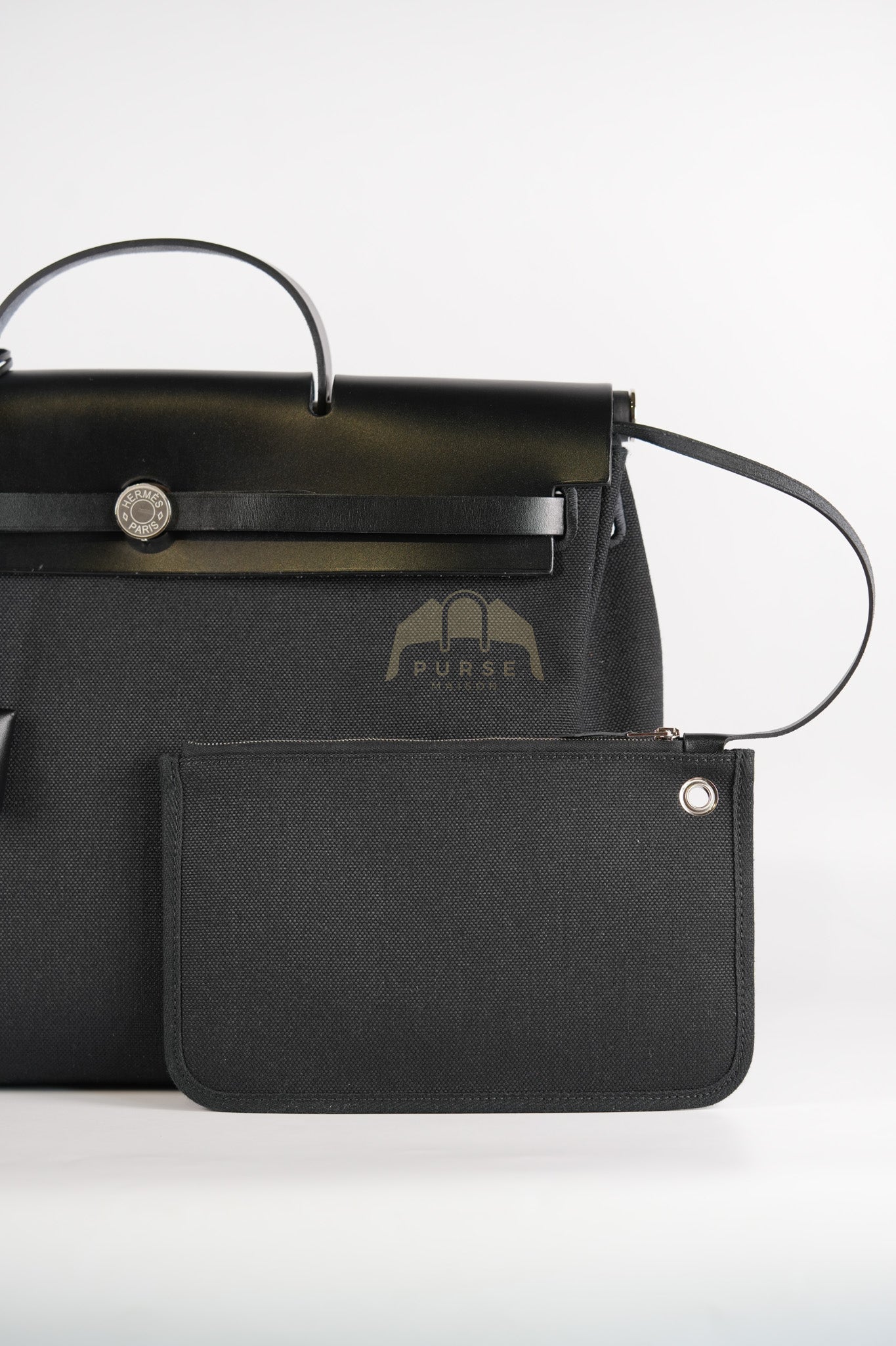 Hermes Herbag Messenger 39 in Black Military Toile Vache Hunter & Palladium Hardware Stamp K(2025) - Image 26