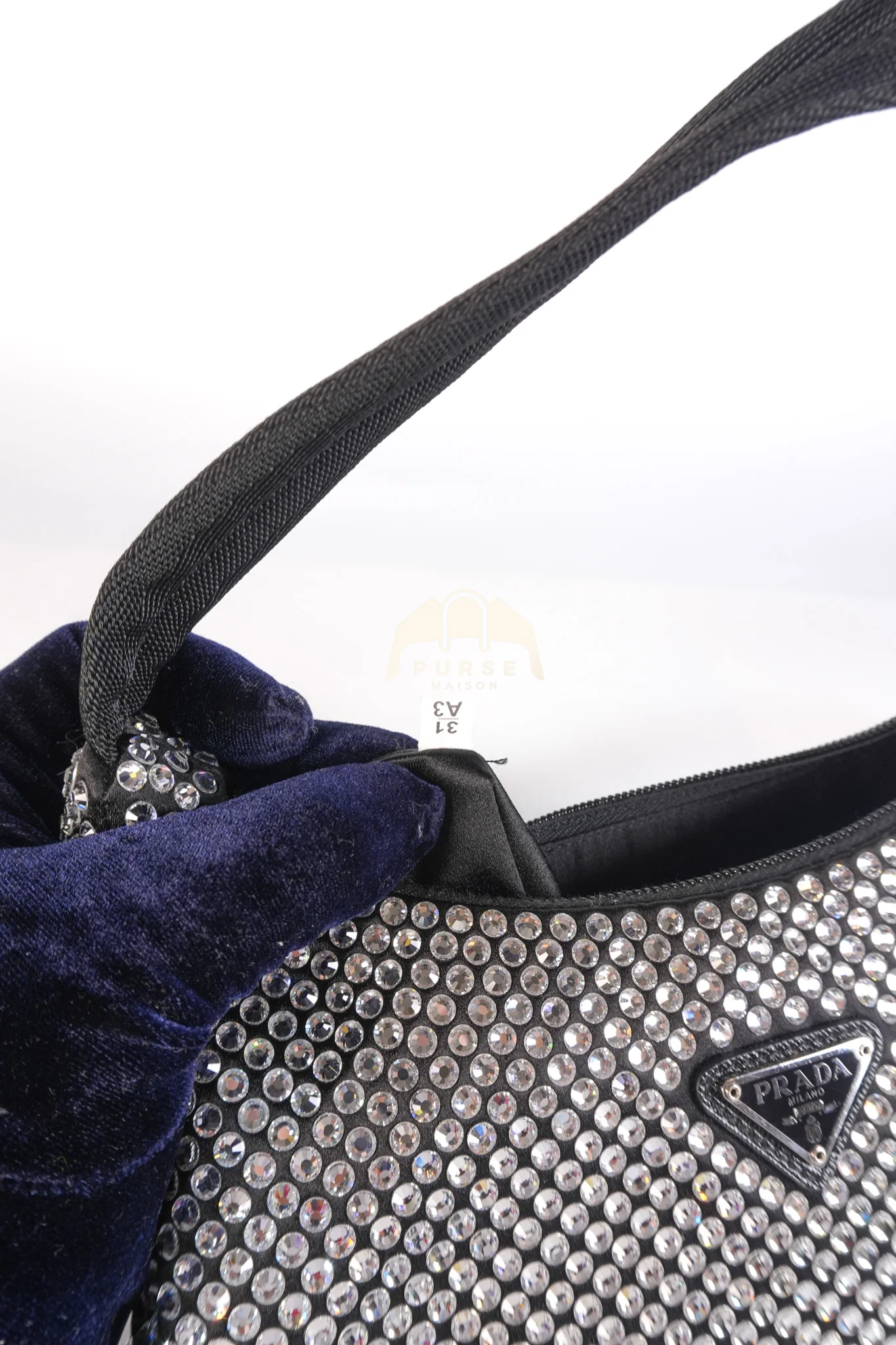 Prada Re-Edition 2000 Black Nylon with Crystals Shoulder Bag - Image 21