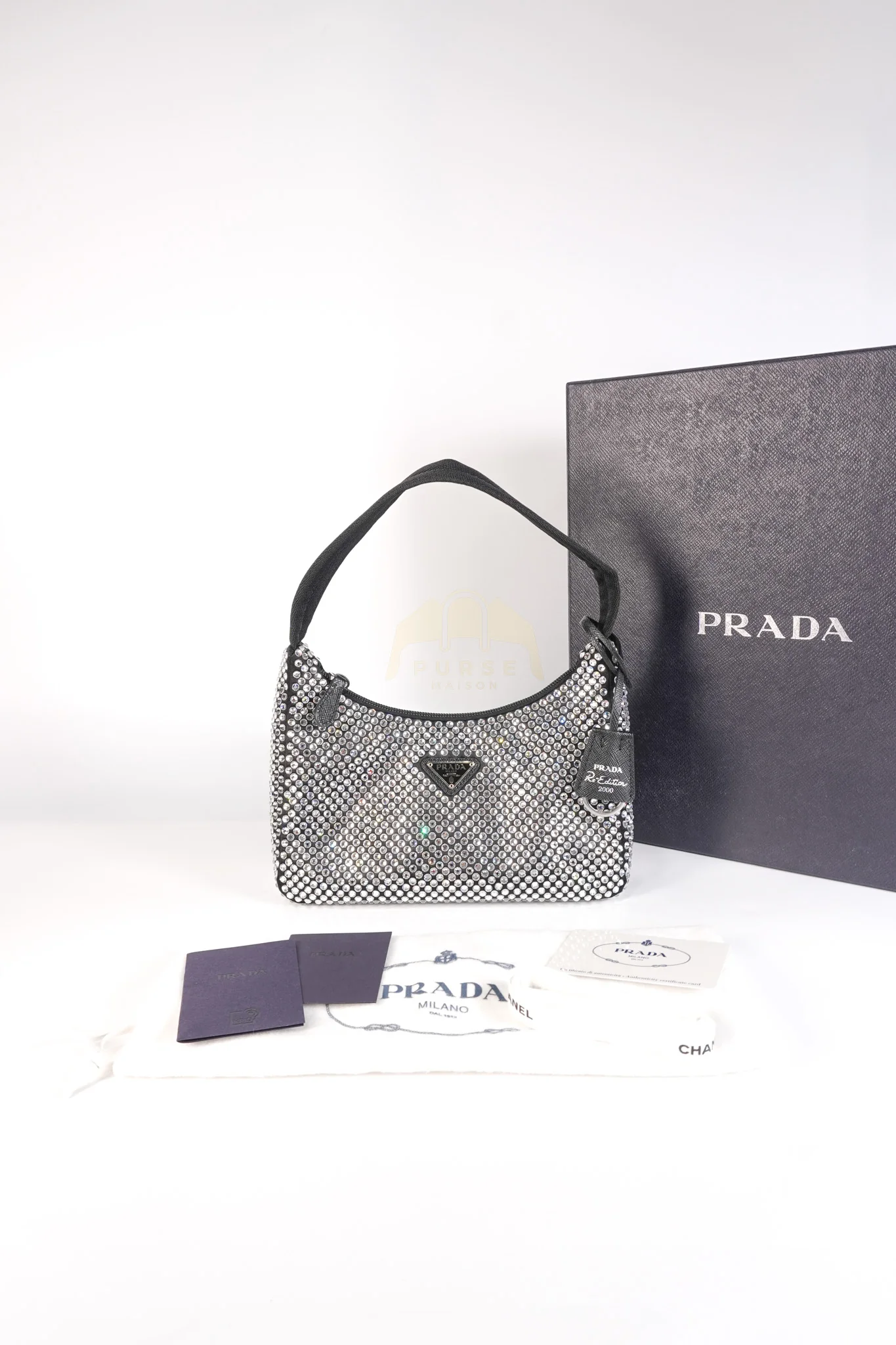 Prada Re-Edition 2000 Black Nylon with Crystals Shoulder Bag - Image 30