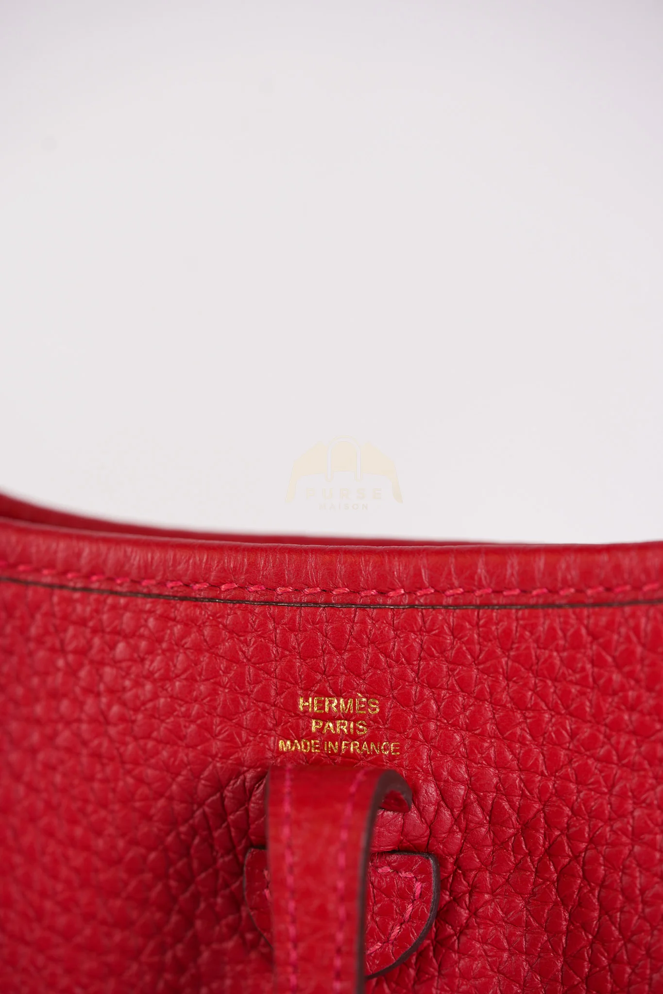 Hermes Evelyne TPM Red in Clemence Leather and Gold Hardware Stamp C (2018) - Image 18