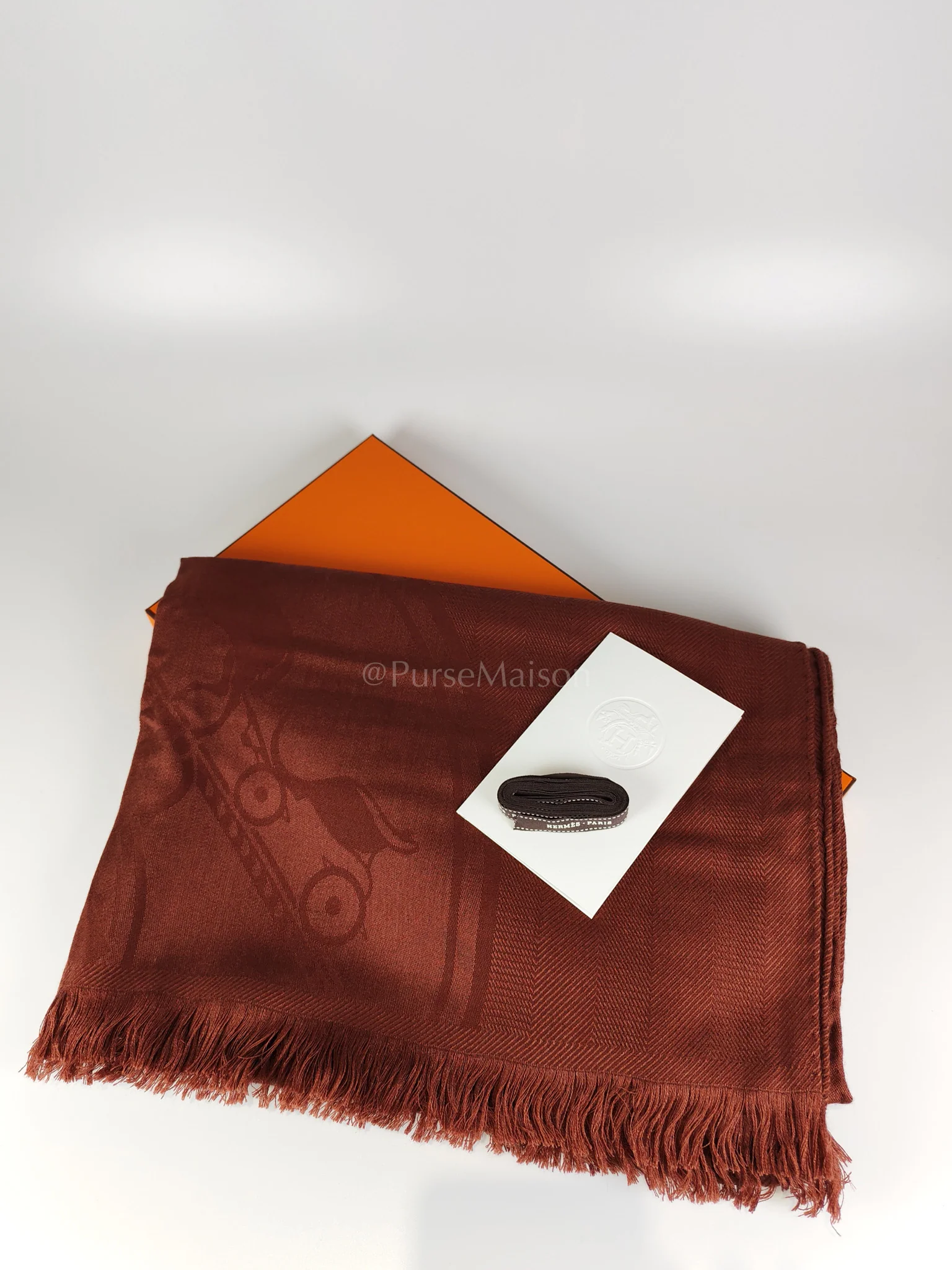 Hermes Etole New Libris Rouge Shawl (210cm x 75cm) - Image 10