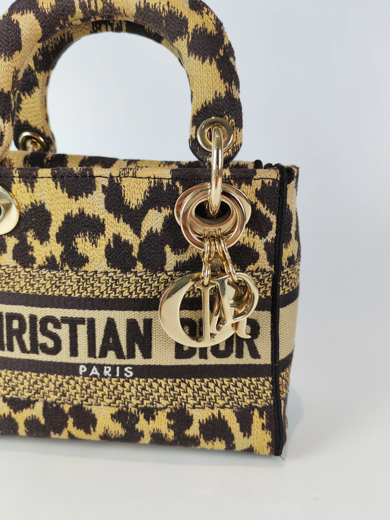 Christian Dior Lady D-lite Mini in Mizza Leopard Embroidered Canvas - Image 12