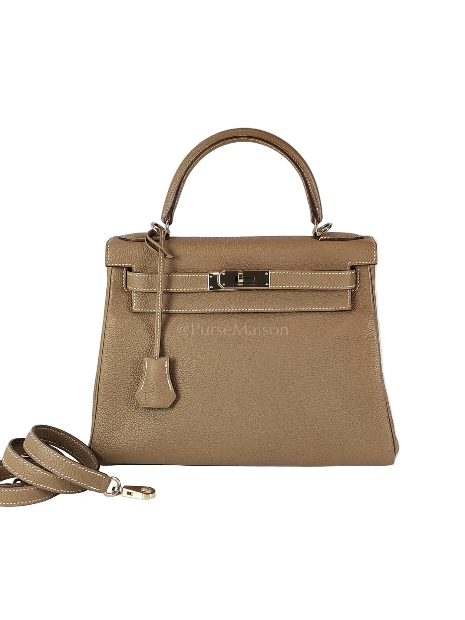 Hermes Kelly 28 Retourne in Etoupe Togo Leather and Palladium Hardware Stamp D (2019)