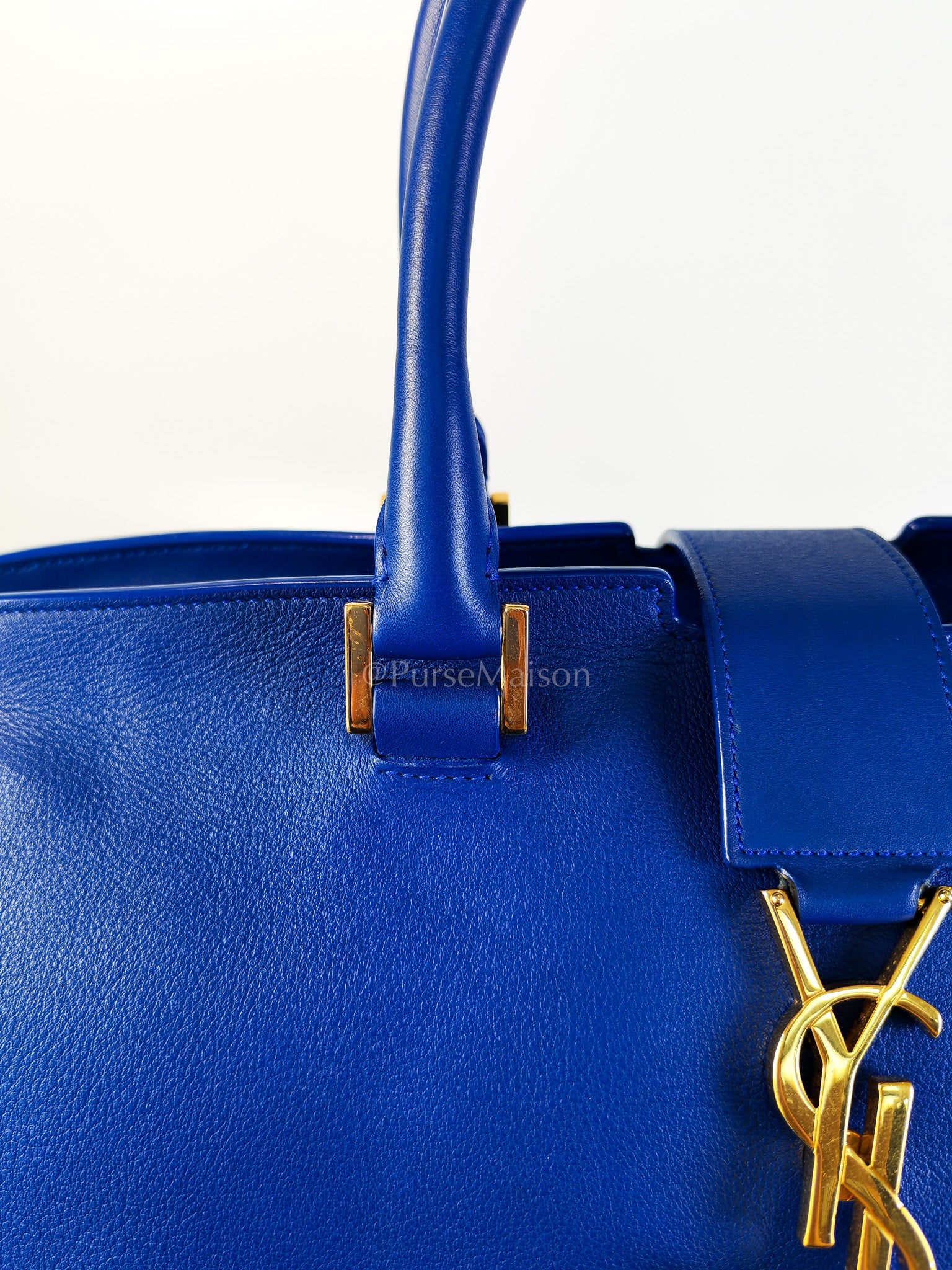 Yves Saint Laurent Cabas Handbag Large in Blue Calfskin Leather - Image 22