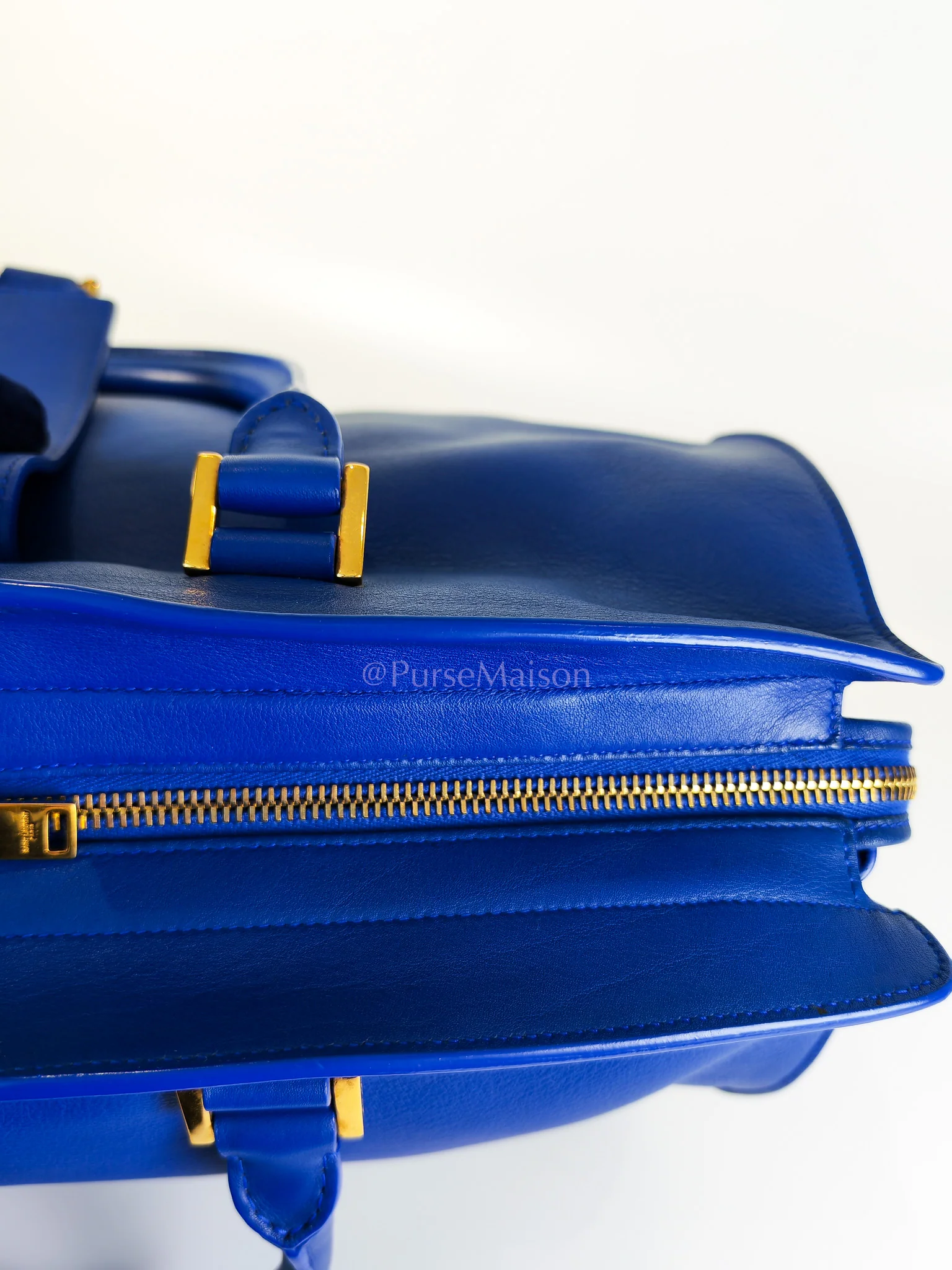 Yves Saint Laurent Cabas Handbag Large in Blue Calfskin Leather - Image 27
