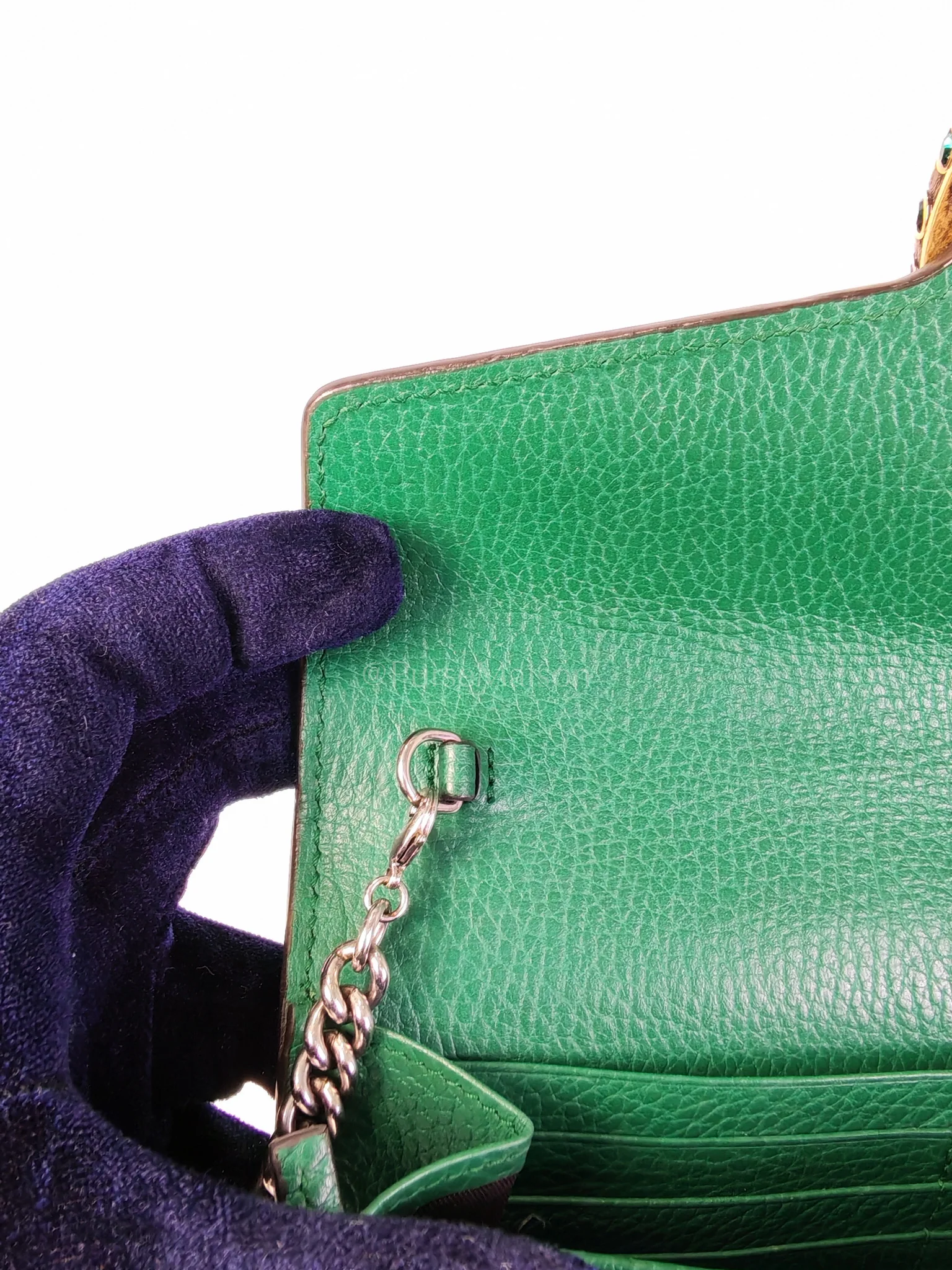 Gucci Dionysus Mini Chain Bag in Emerald Green Grained Leather Chain Bag - Image 20