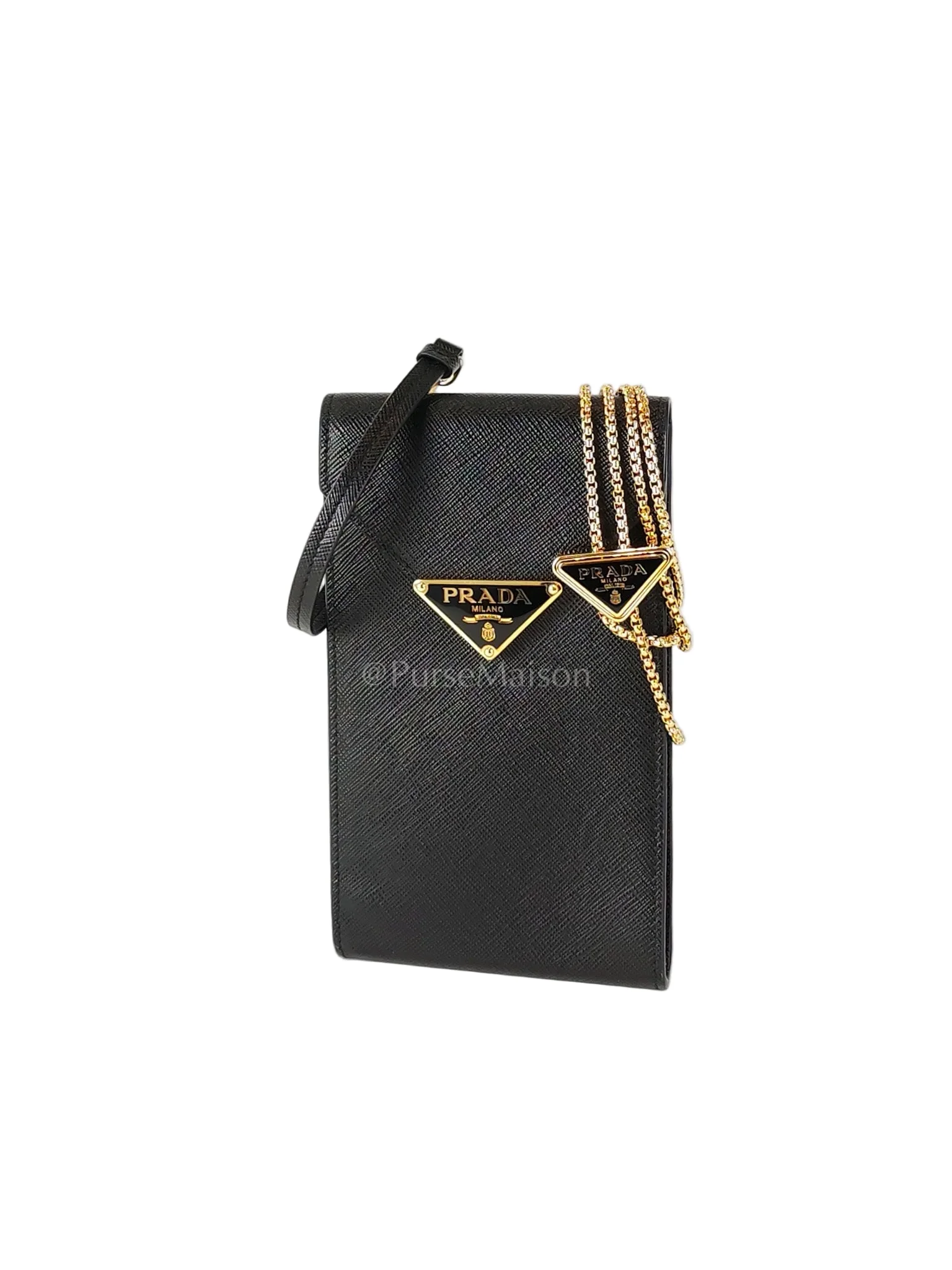 Prada Saffiano Leather in Black Phone Carrier - Image 3