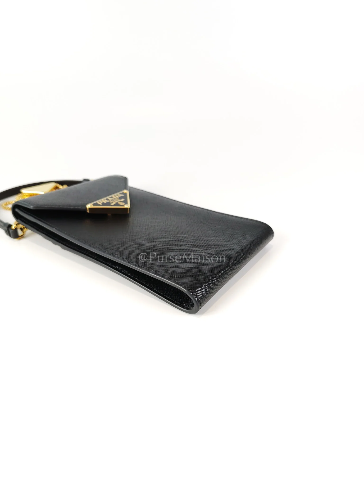 Prada Saffiano Leather in Black Phone Carrier - Image 9