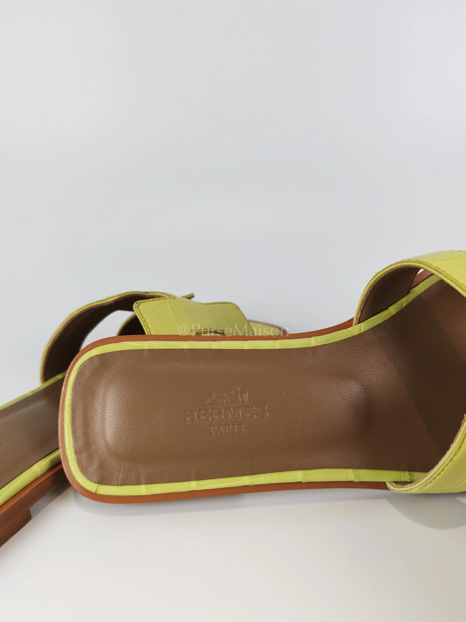 Hermes Oran Matte in Light Green Alligator Leather Sandals Size 36 EU (23cm) - Image 7