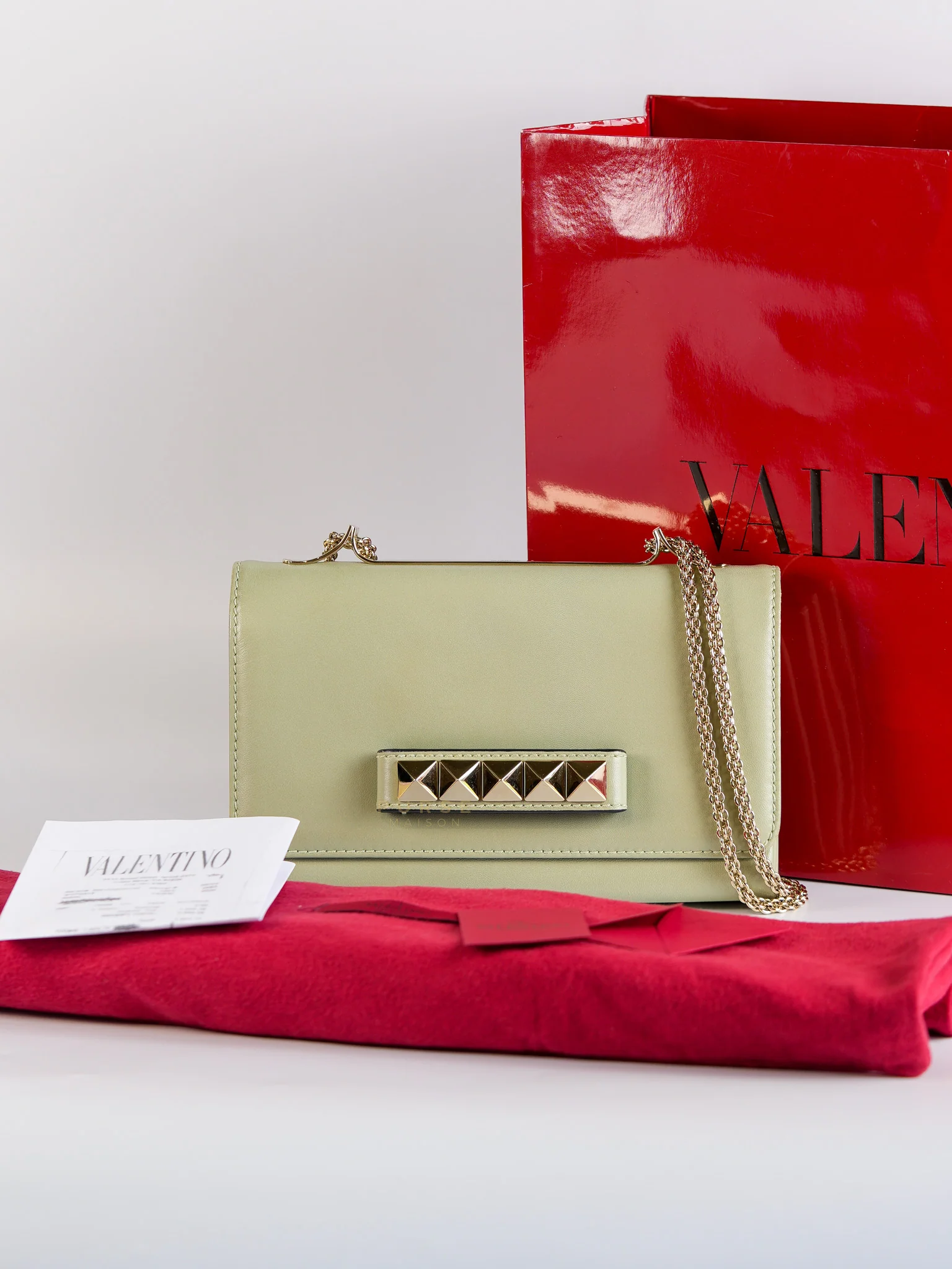 Valentino Vavavoom Rockstud Light Green Leather - Image 49