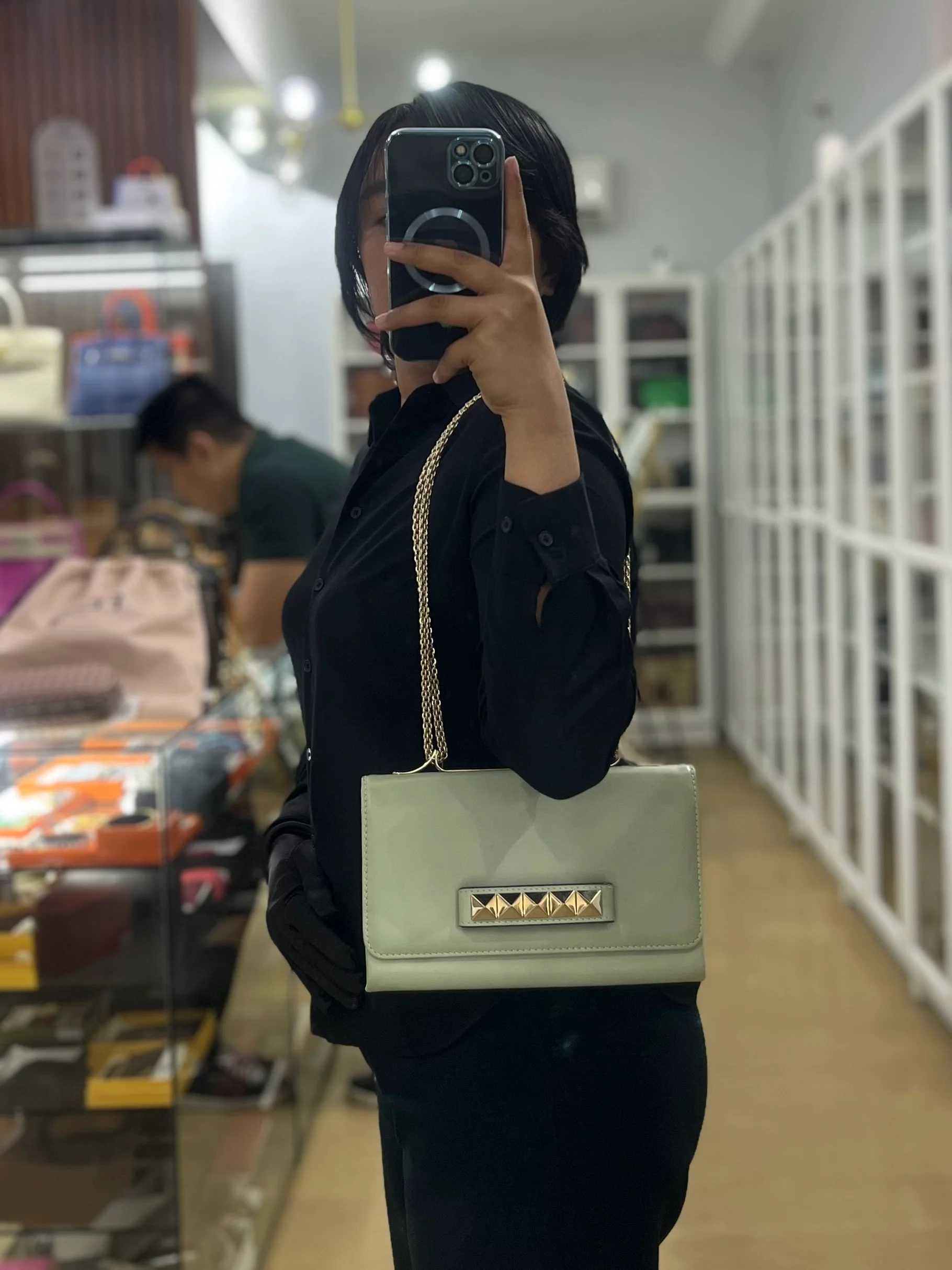 Valentino Vavavoom Rockstud Light Green Leather - Image 50