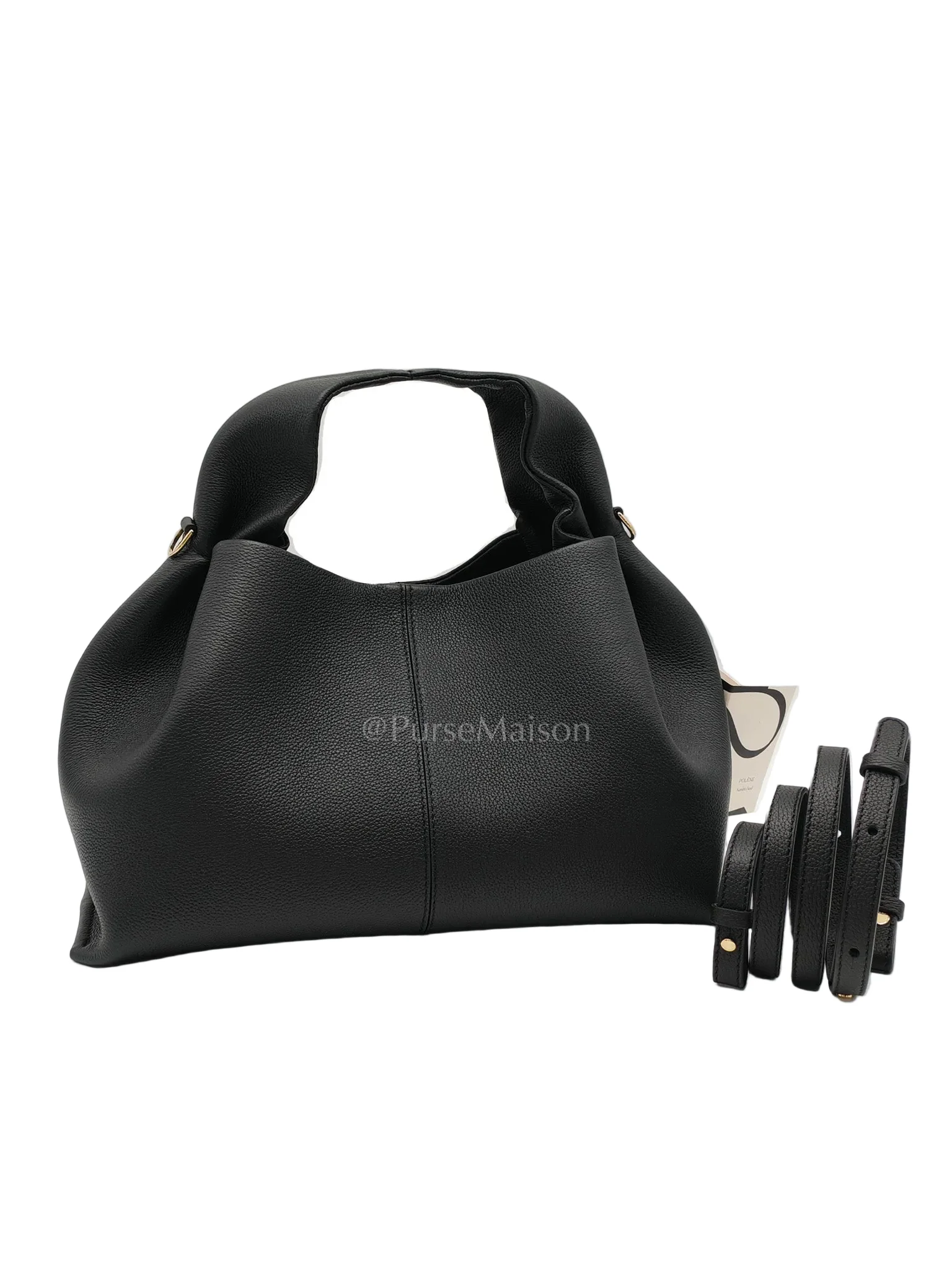 Polene Numero Neuf in Black Graine Leather Shoulder Bag - Image 4