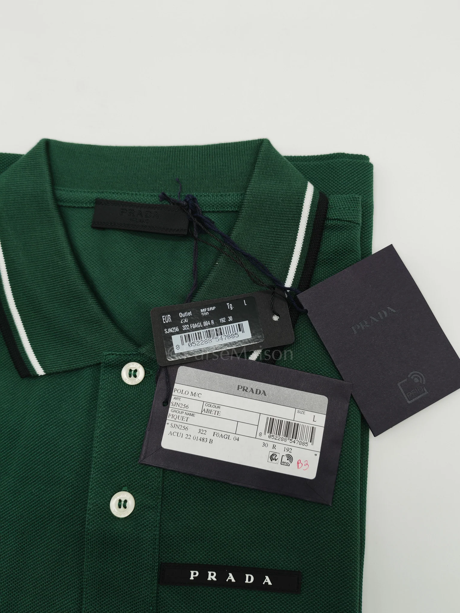 Prada Piquit Abete (Green )Polo Shirt Size L - Image 5