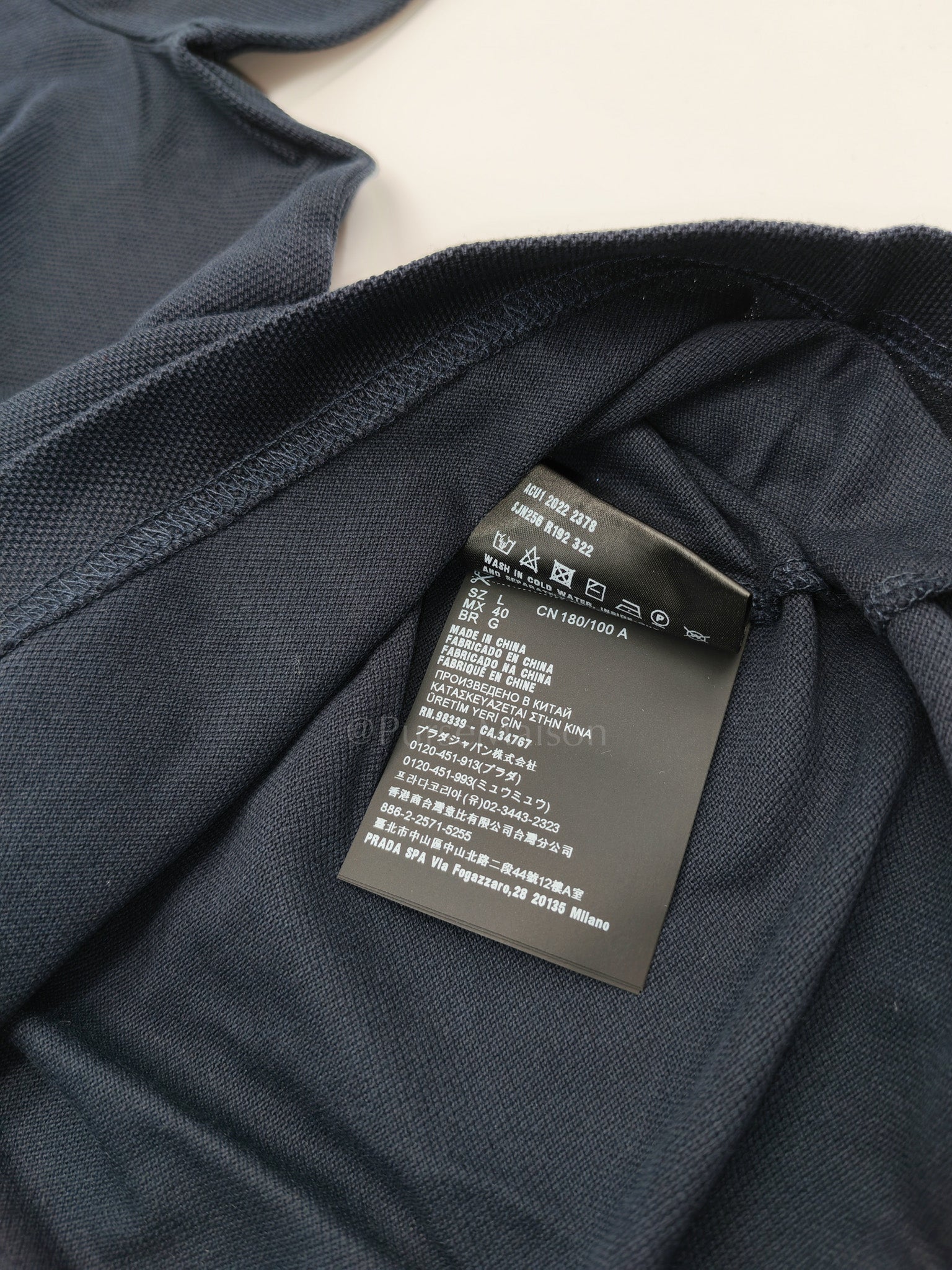 Prada Piquet Blue Polo Shirt Size L - Image 6