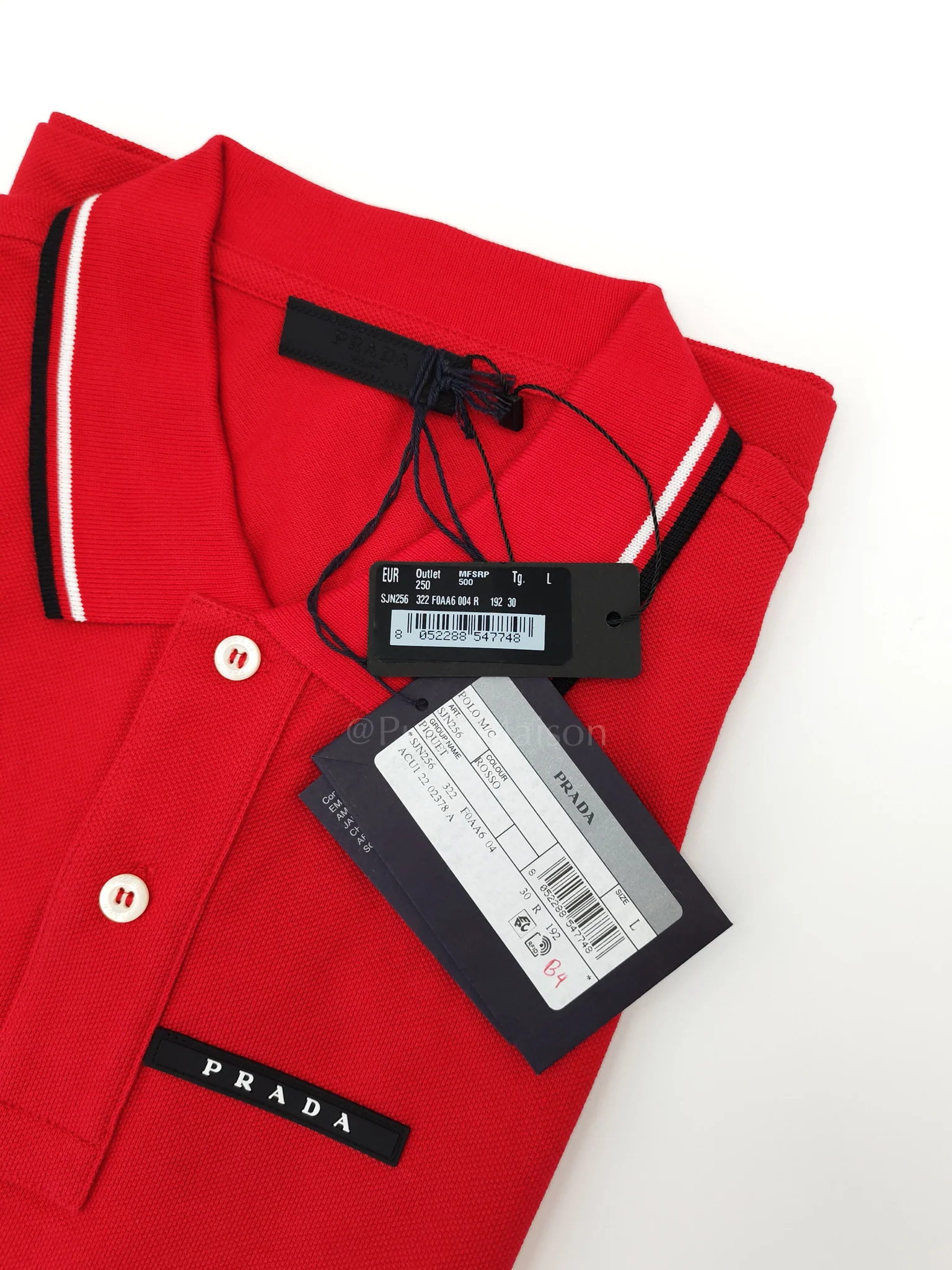 Prada Piquet Red Polo Shirt Size L - Image 4
