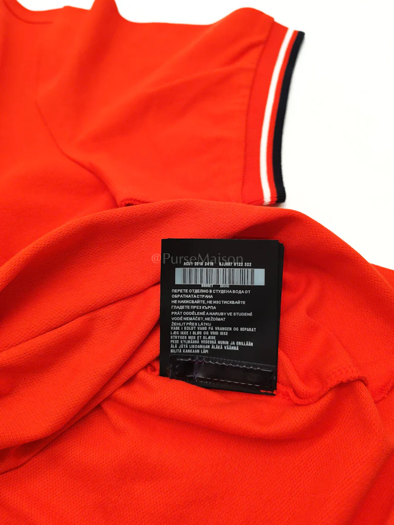 Prada Piquet Arancio Orange Woven Polo Shirt Size Large - Image 5