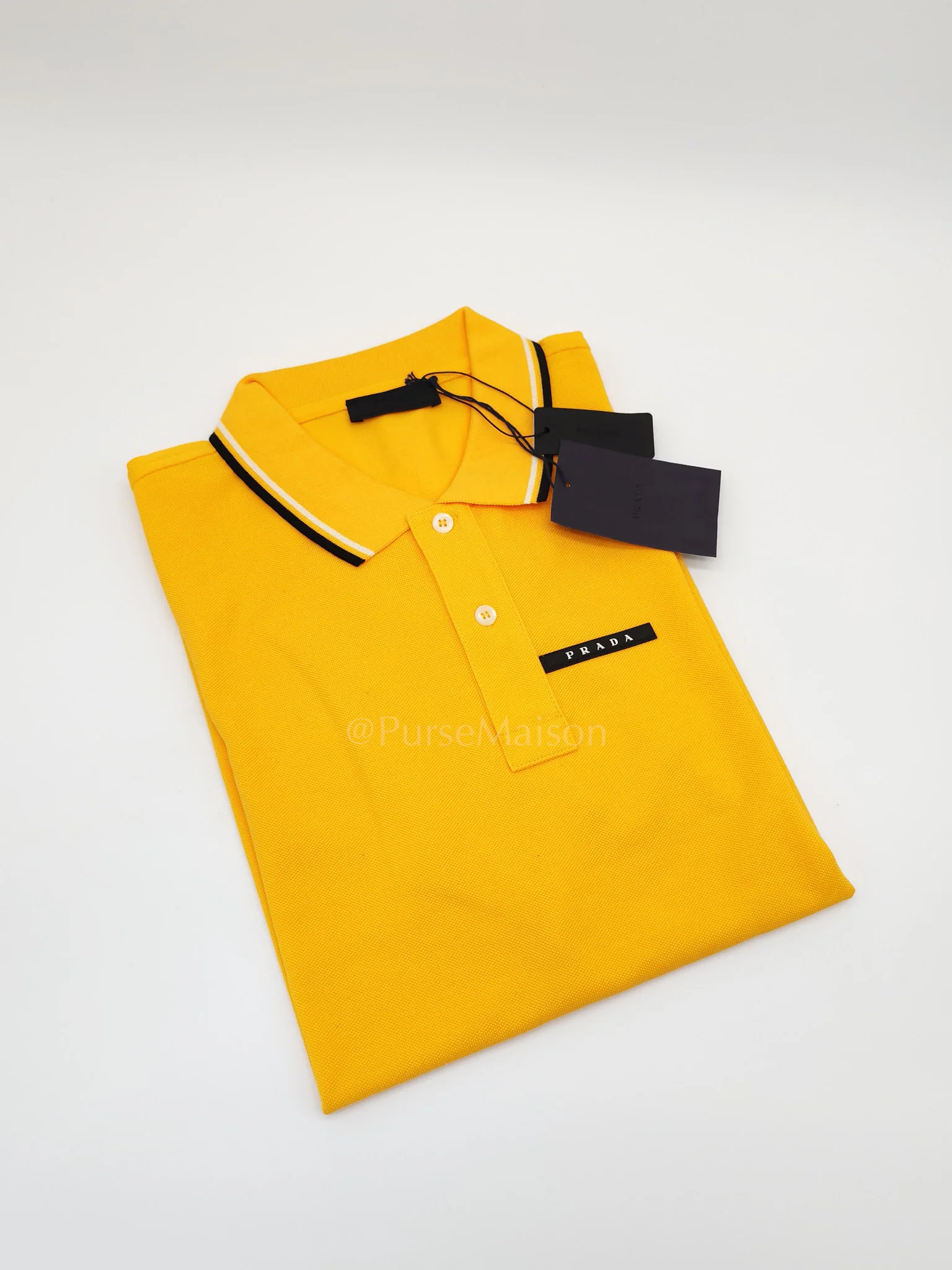 Prada Piquet Sole (Yellow) Polo Shirt Size XL - Image 2