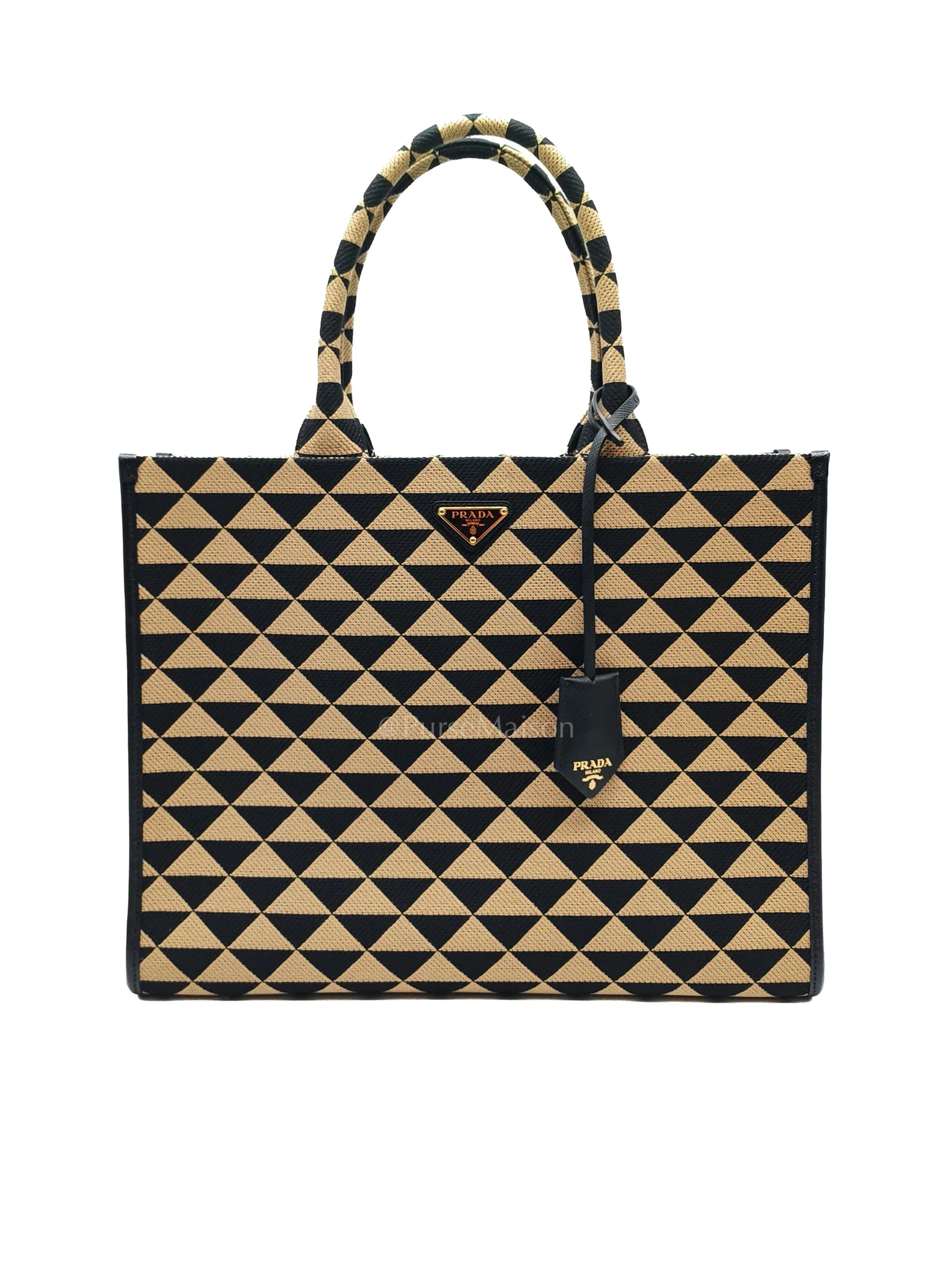 Prada 1BA356 Jacquard Triangolo Symbole Canvas Tote Bag