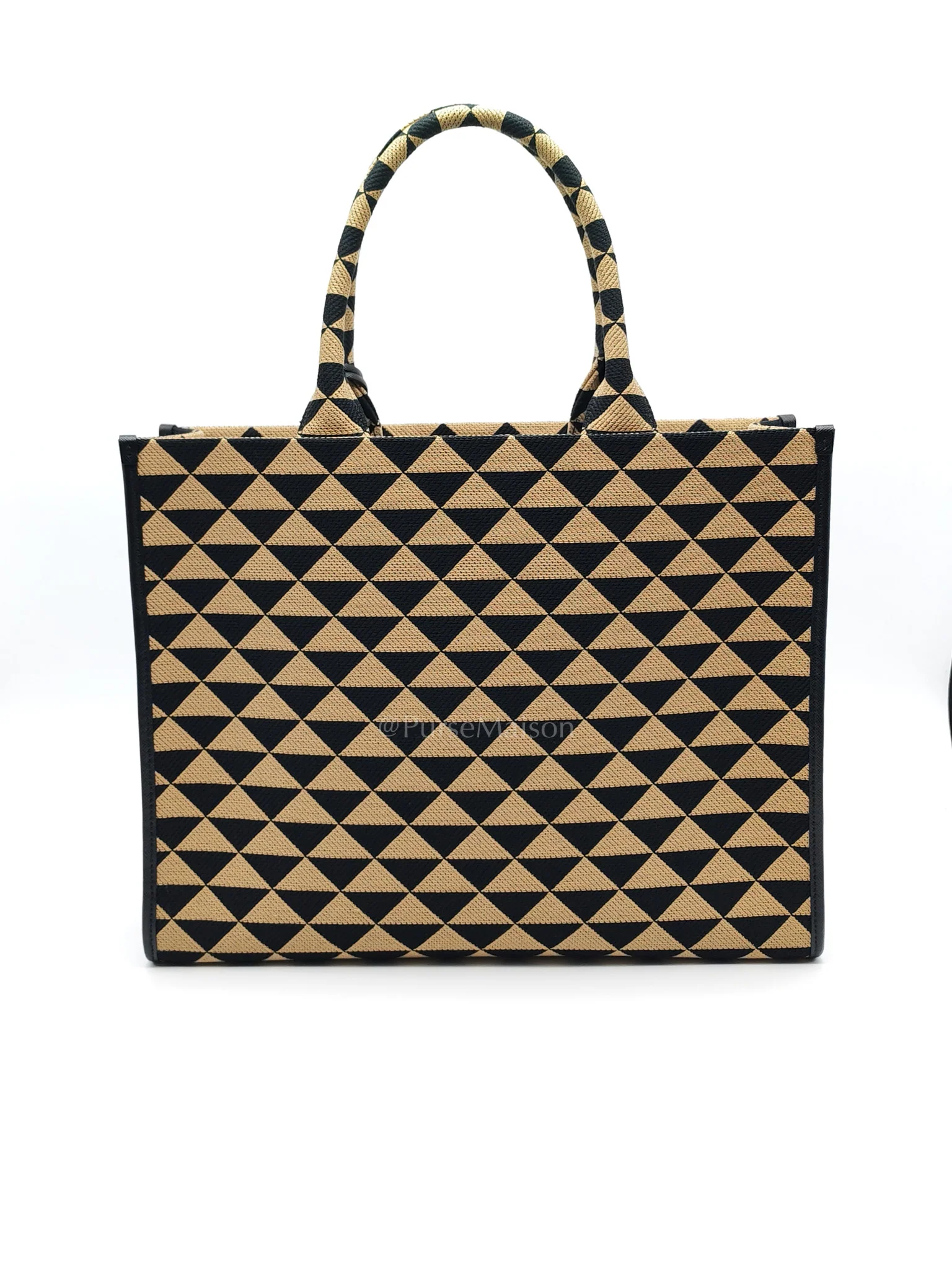 Prada 1BA356 Jacquard Triangolo Symbole Canvas Tote Bag - Image 4