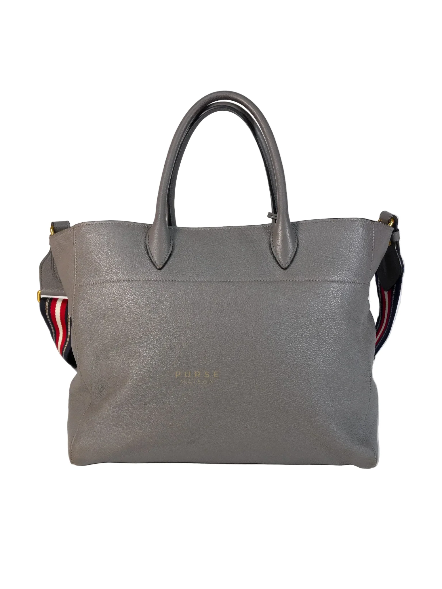 Prada Vitello Daino Large Tote Bag in Clay Gray - Image 4
