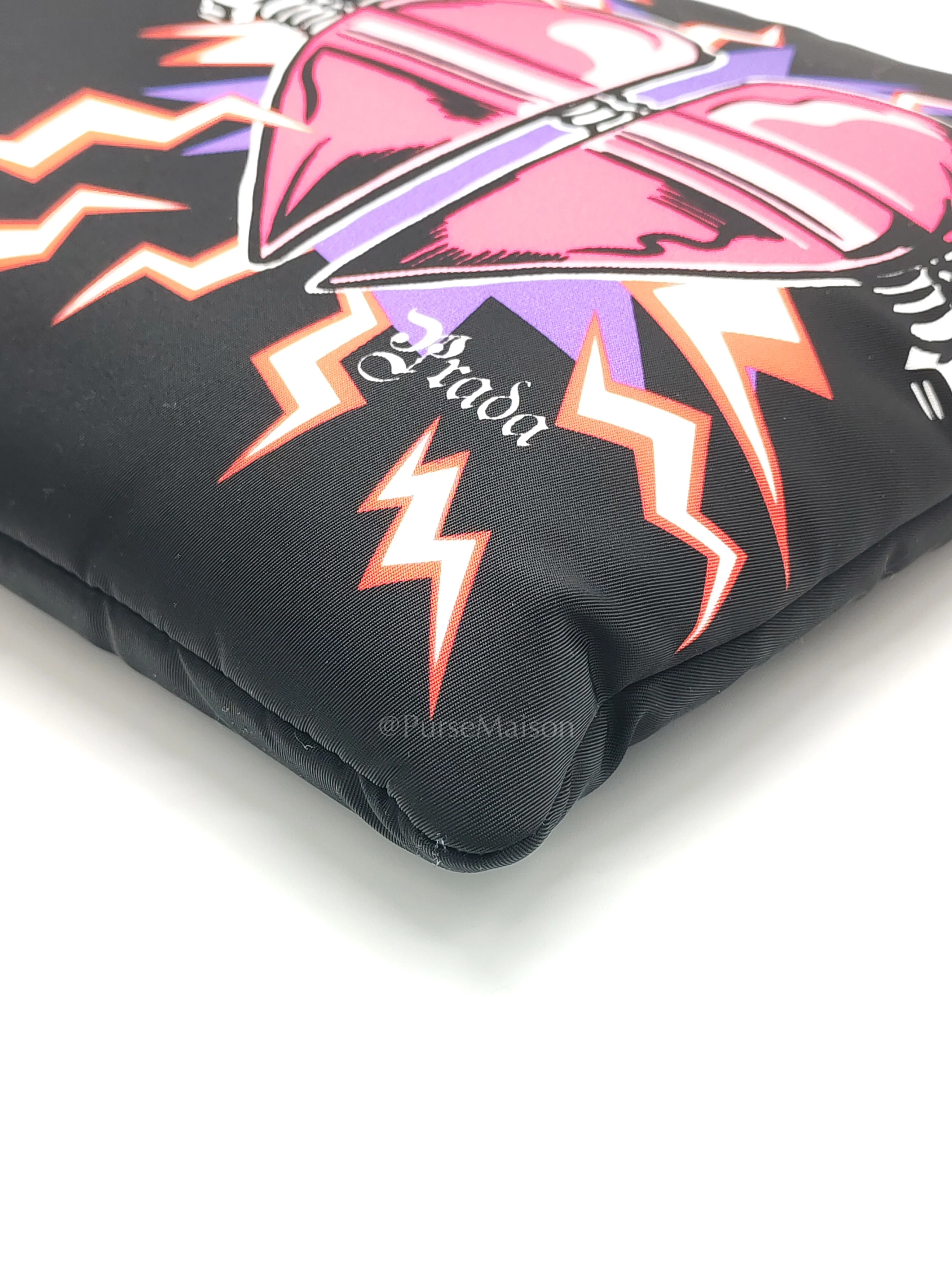 Prada Prada x Universal Studios Frankenstein Heart in Black Tessuto Nylon Pouch - Image 10