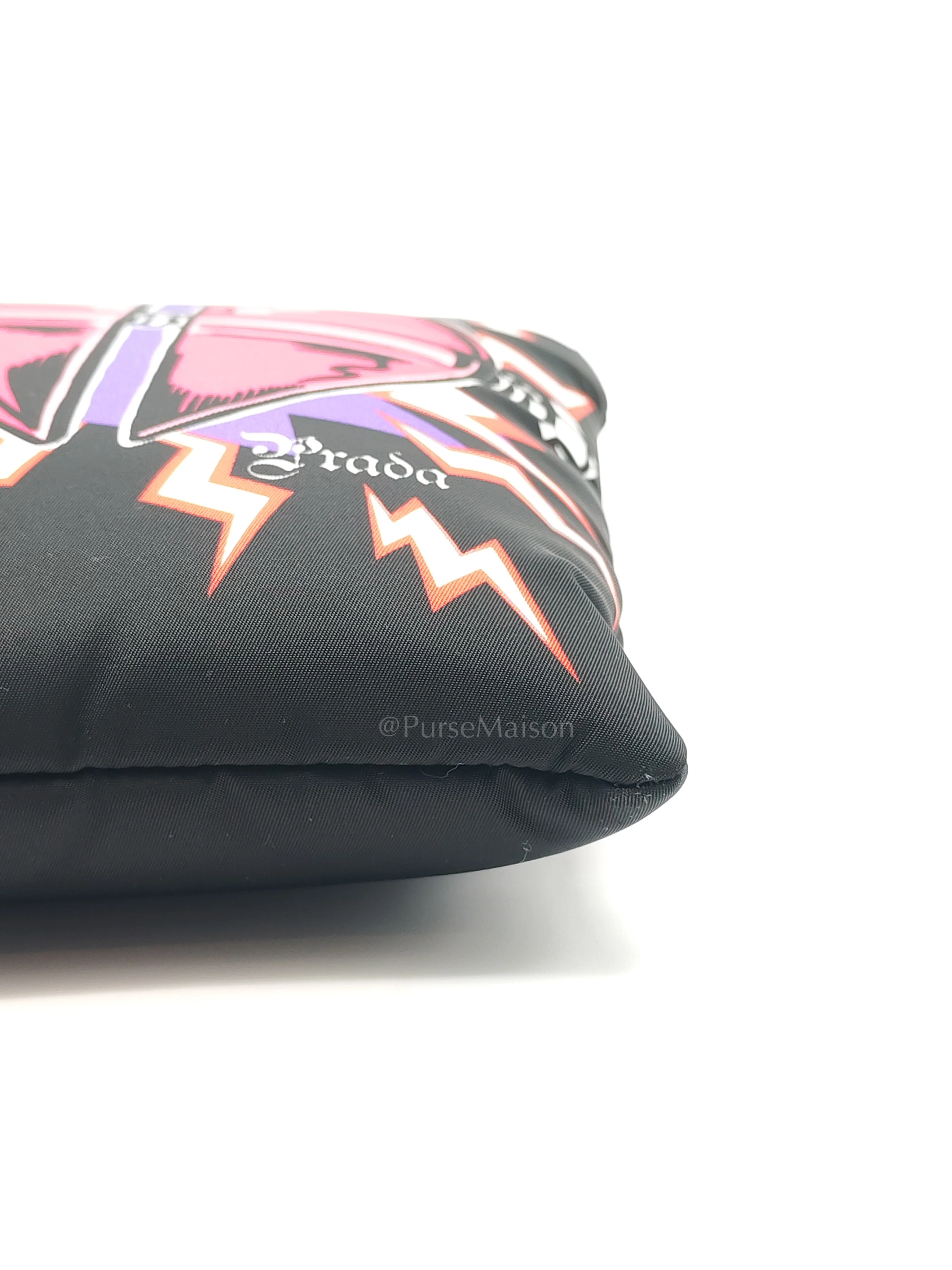 Prada Prada x Universal Studios Frankenstein Heart in Black Tessuto Nylon Pouch - Image 11