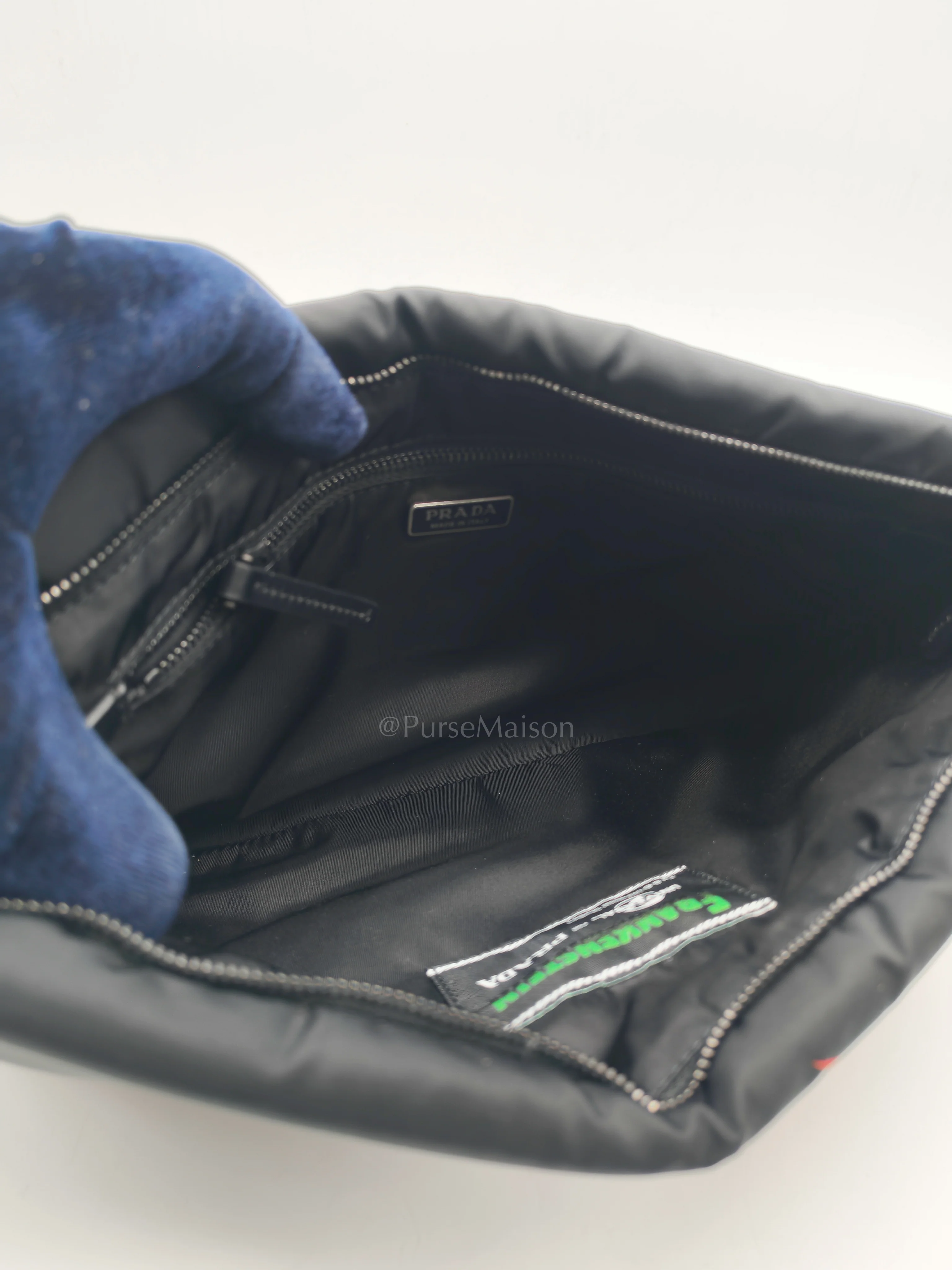 Prada Prada x Universal Studios Frankenstein Heart in Black Tessuto Nylon Pouch - Image 23