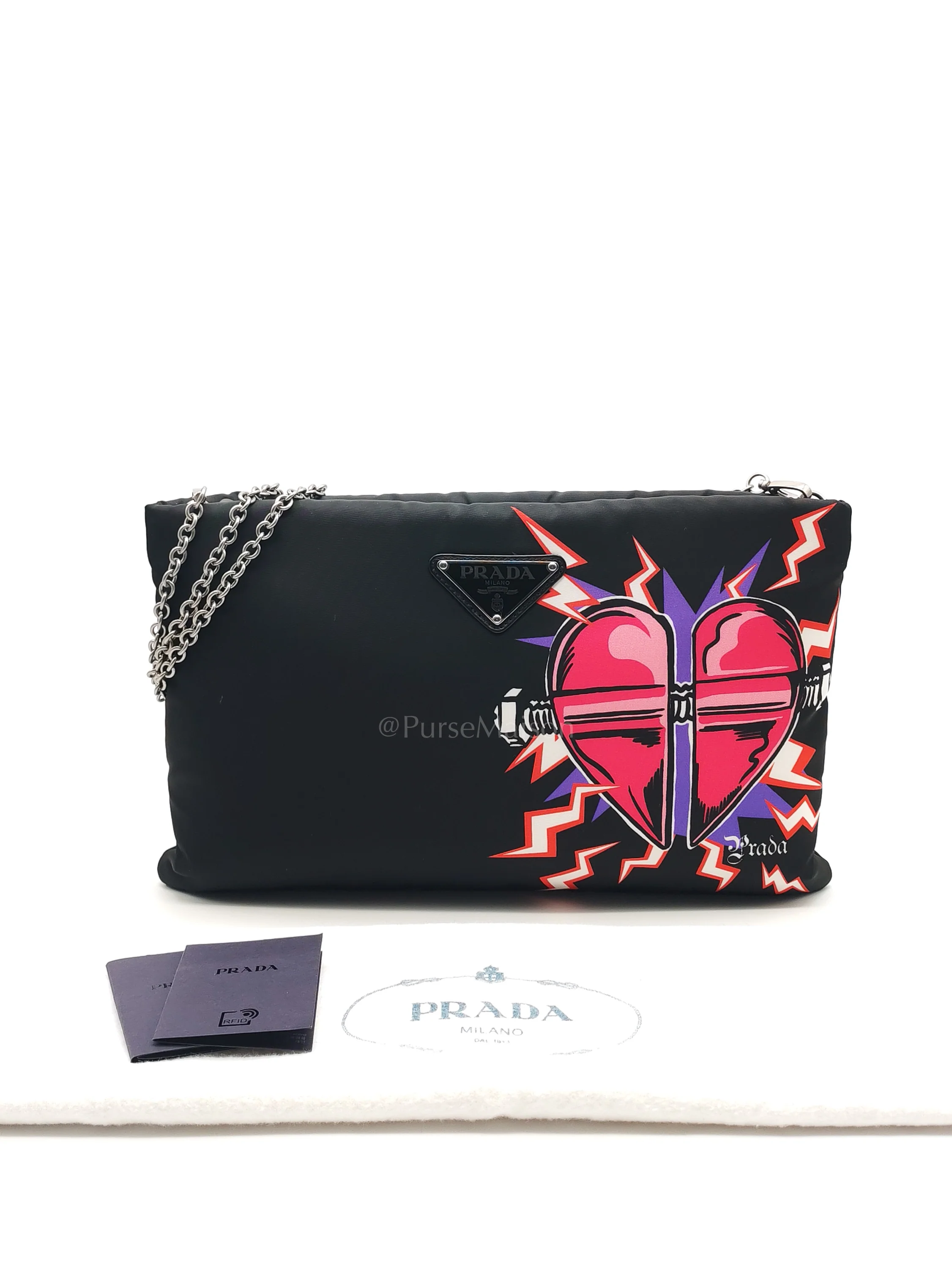 Prada Prada x Universal Studios Frankenstein Heart in Black Tessuto Nylon Pouch - Image 31