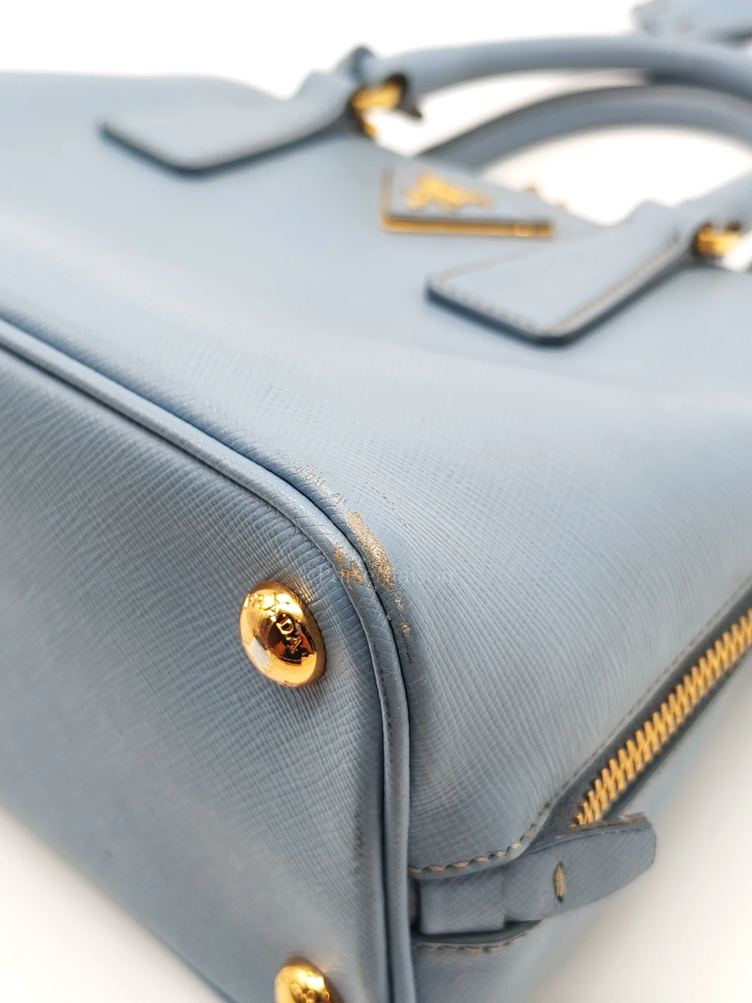 Prada Promenade Small Bag in Light Blue Saffiano Lux Leather & Gold Hardware - Image 10