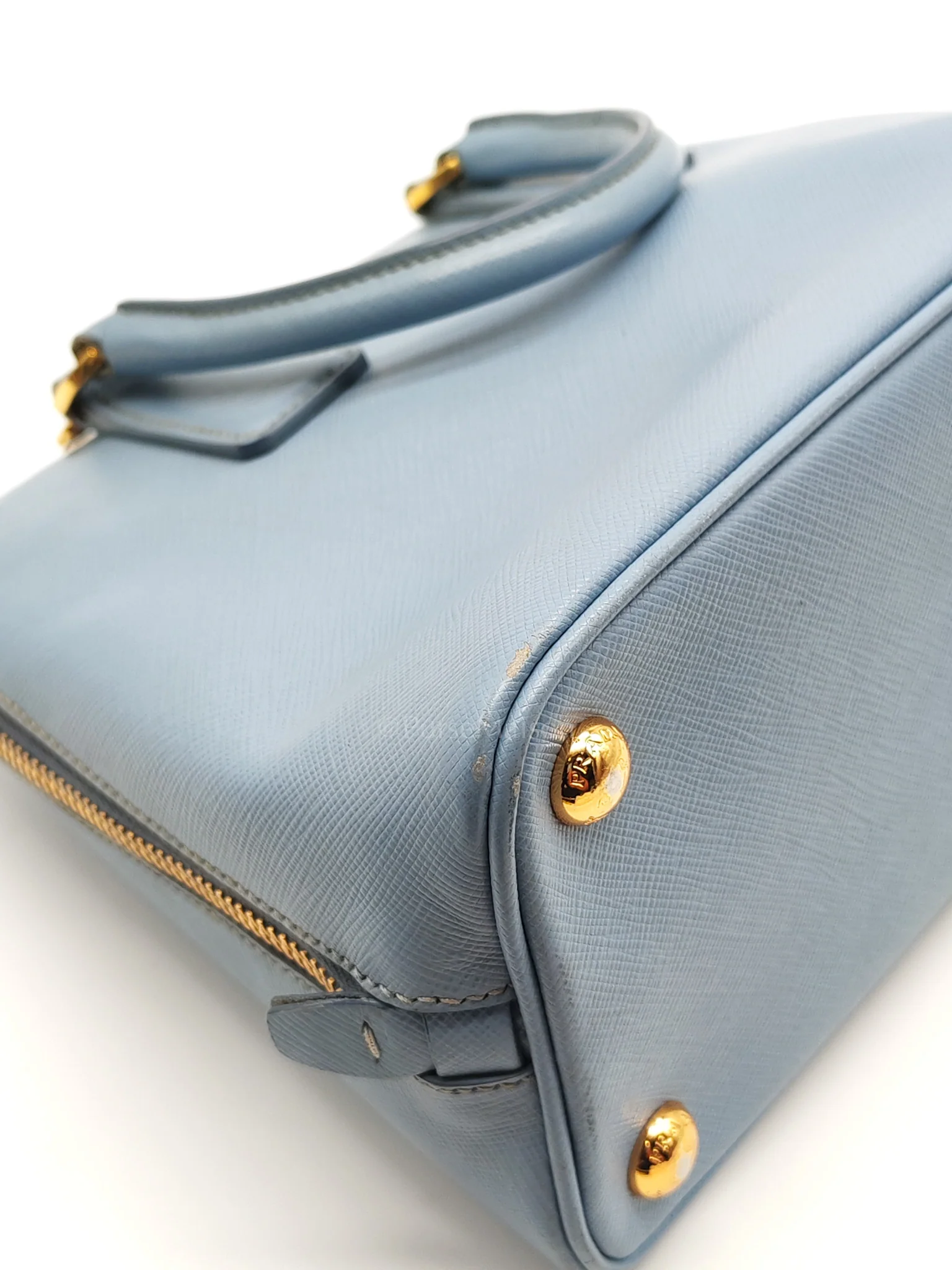 Prada Promenade Small Bag in Light Blue Saffiano Lux Leather & Gold Hardware - Image 12