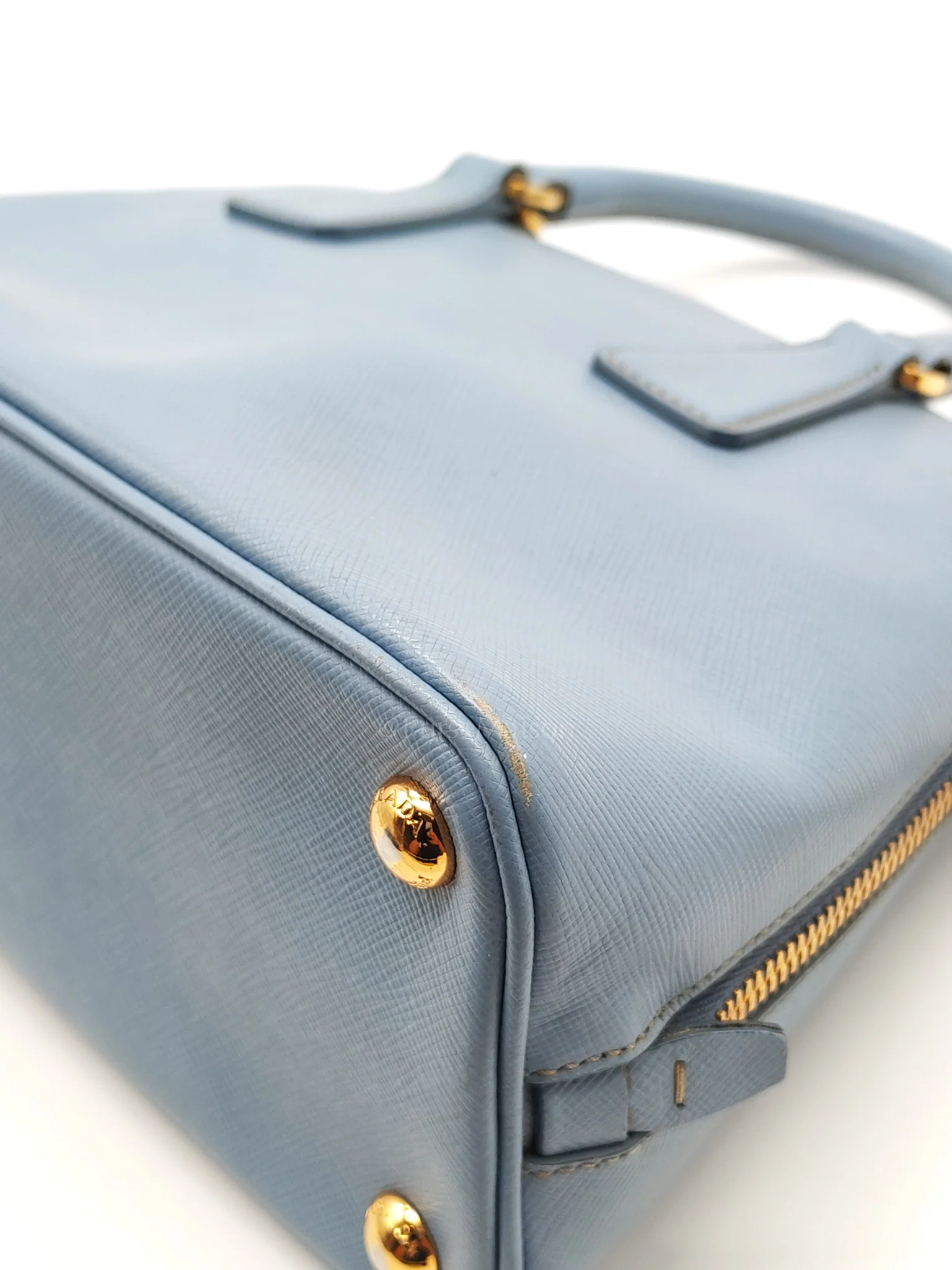 Prada Promenade Small Bag in Light Blue Saffiano Lux Leather & Gold Hardware - Image 13
