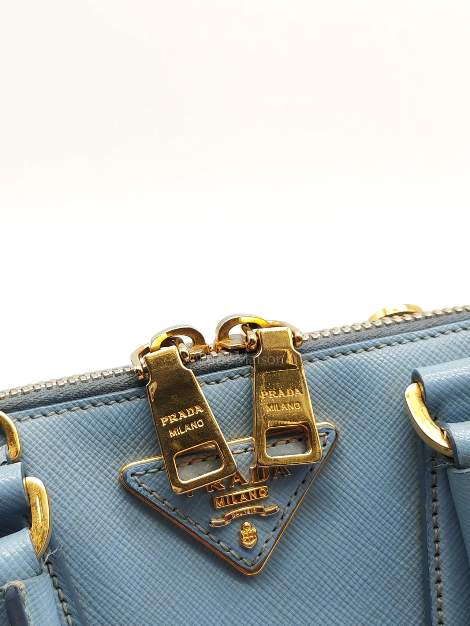 Prada Promenade Small Bag in Light Blue Saffiano Lux Leather & Gold Hardware - Image 17