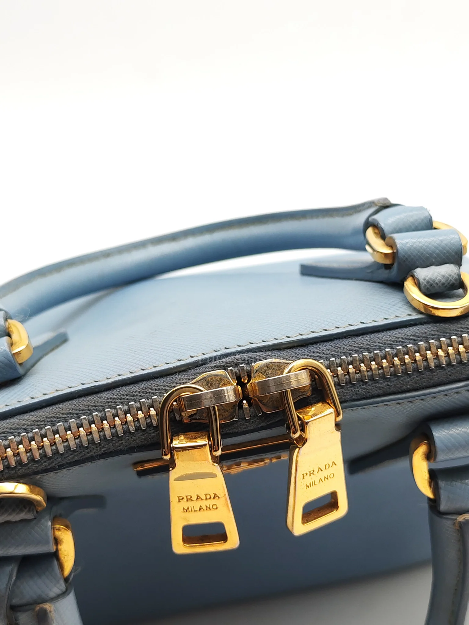 Prada Promenade Small Bag in Light Blue Saffiano Lux Leather & Gold Hardware - Image 18