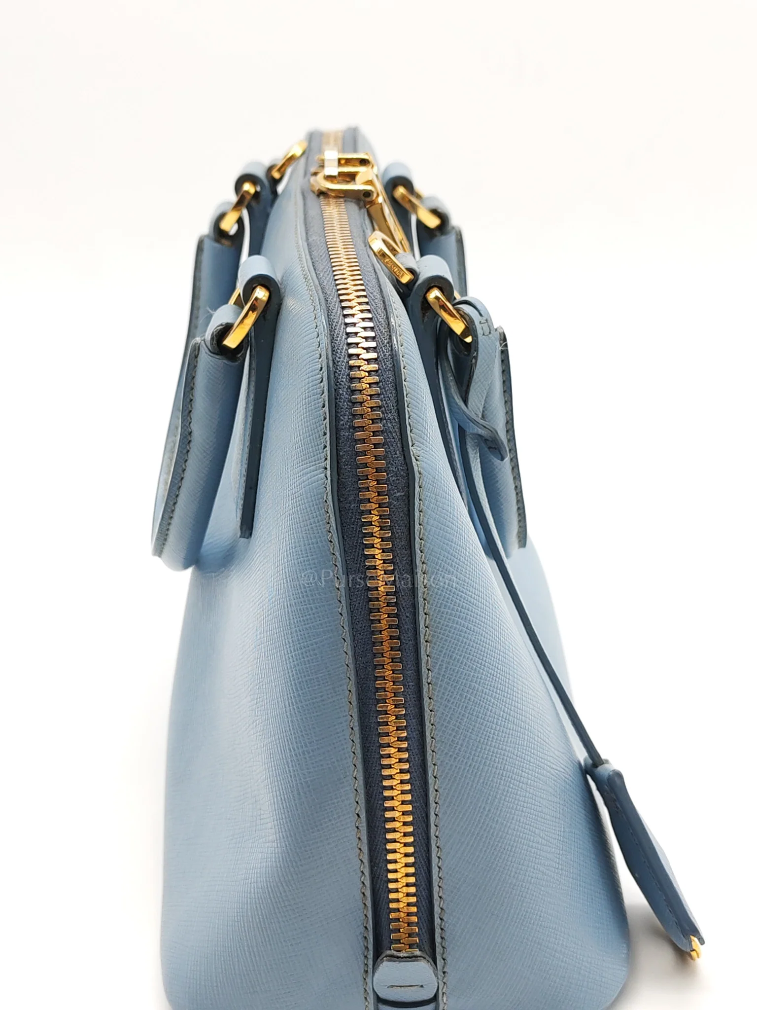 Prada Promenade Small Bag in Light Blue Saffiano Lux Leather & Gold Hardware - Image 19