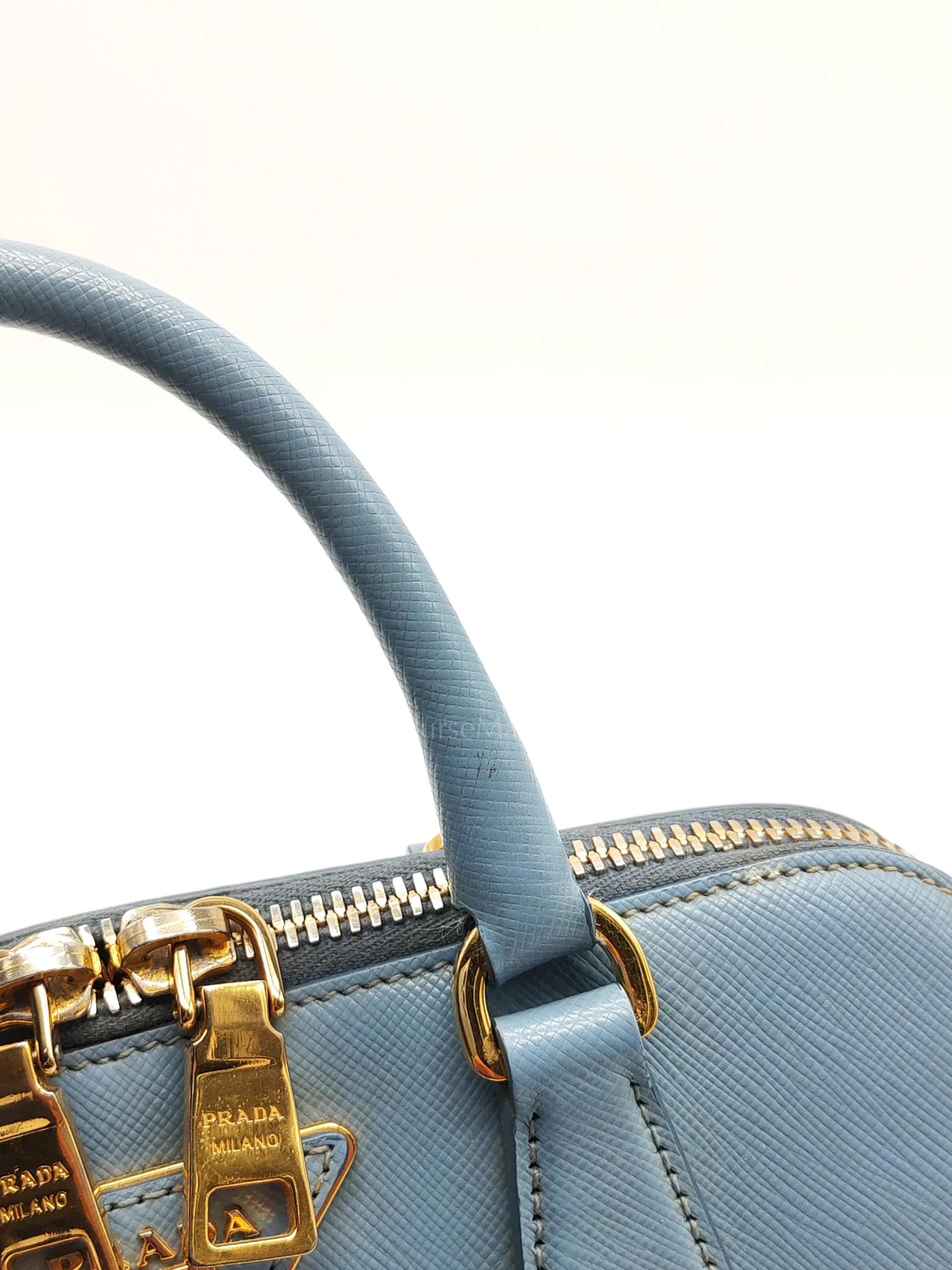 Prada Promenade Small Bag in Light Blue Saffiano Lux Leather & Gold Hardware - Image 22