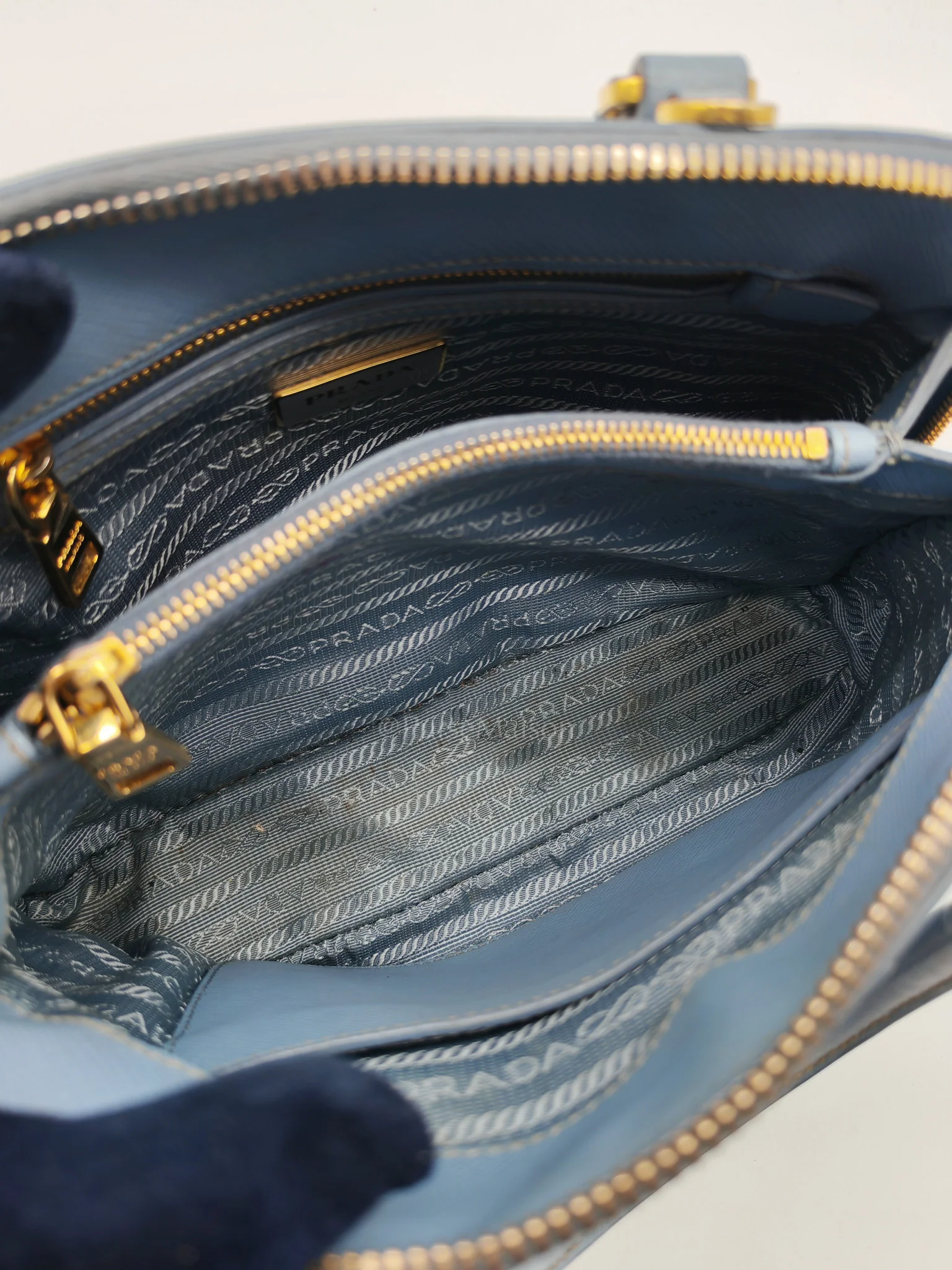 Prada Promenade Small Bag in Light Blue Saffiano Lux Leather & Gold Hardware - Image 25
