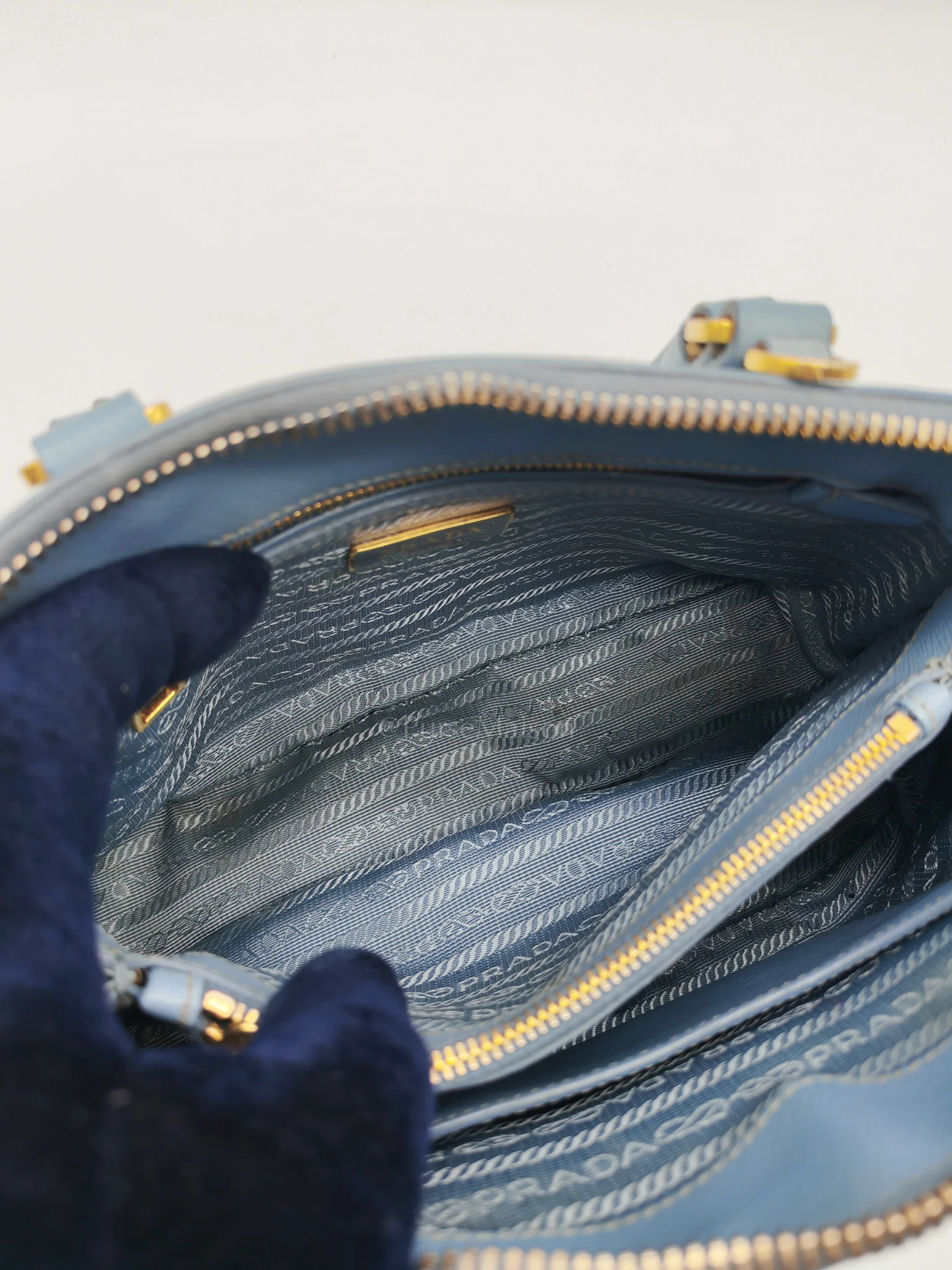 Prada Promenade Small Bag in Light Blue Saffiano Lux Leather & Gold Hardware - Image 26