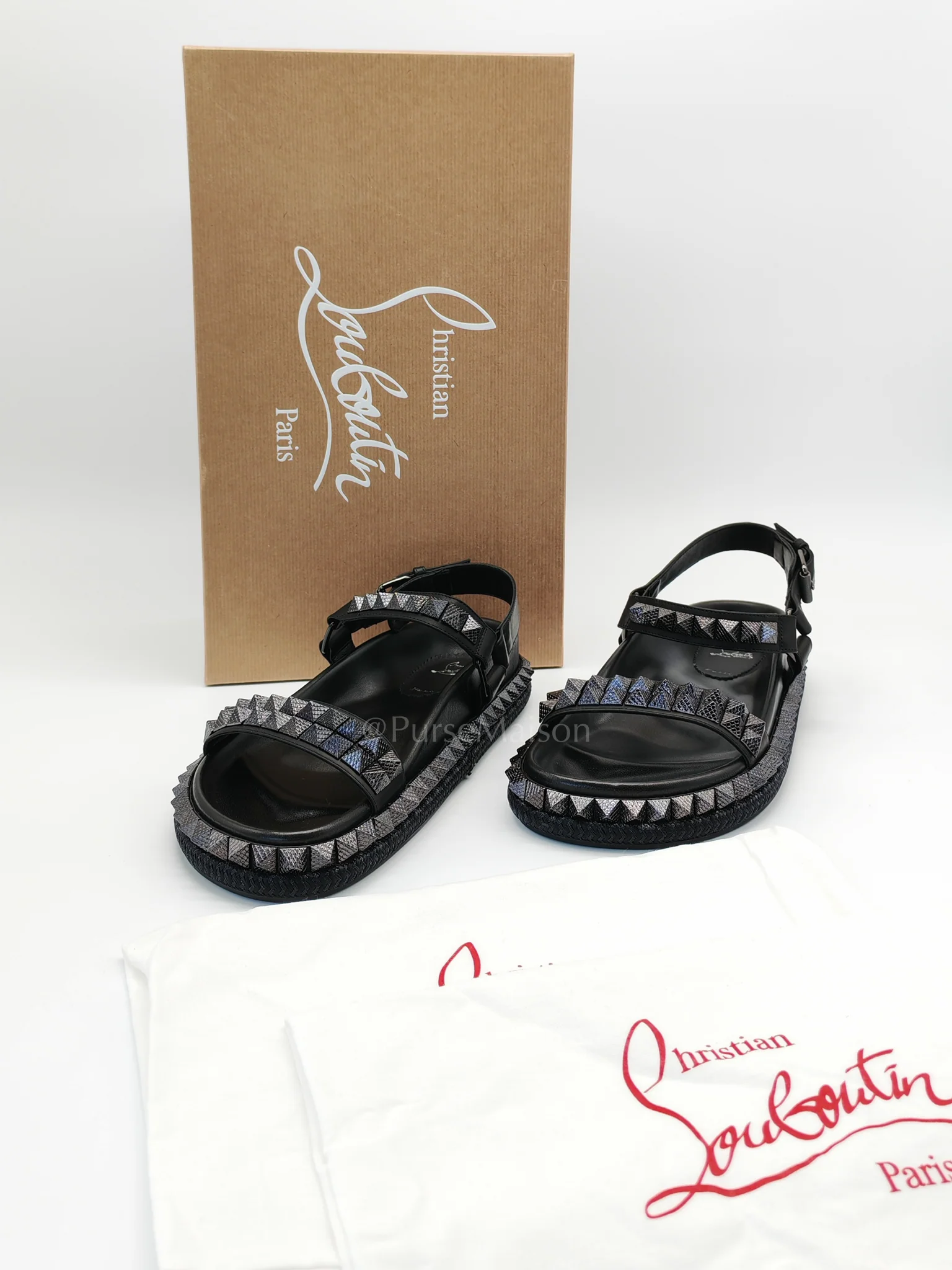 Christian Louboutin Pyrabizz Black Stud Sandals Size 38EU (24cm) - Image 13
