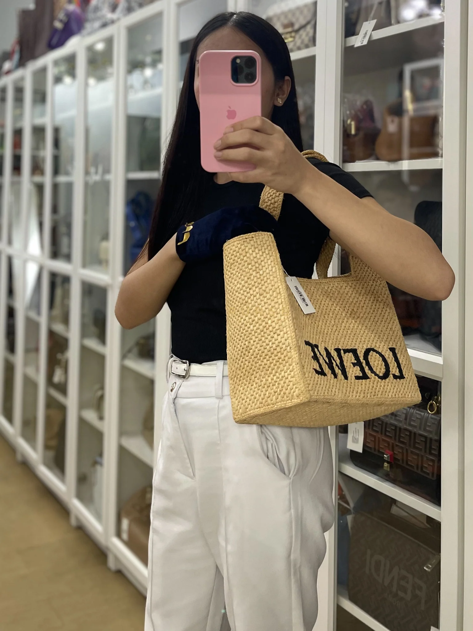 Loewe Font Tote in Raffia Beige Tote Bag - Image 29