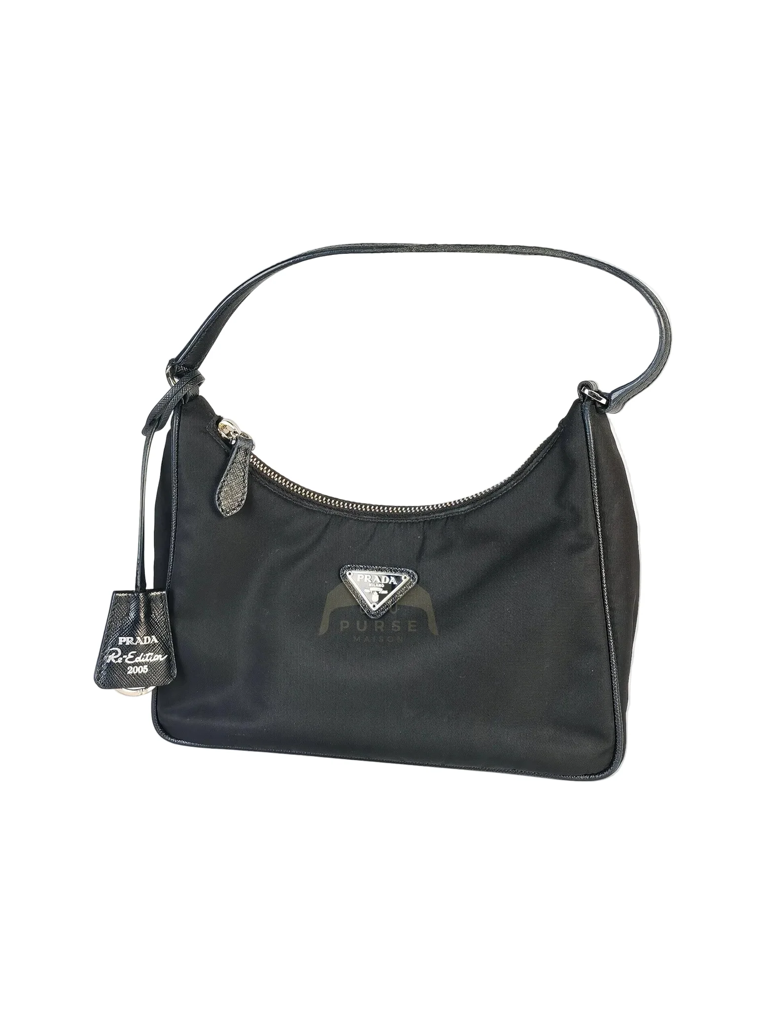 Prada Re-Edition 2005 Shoulder Bag in Black Tessuto Nylon & Silver Hardware - Image 3