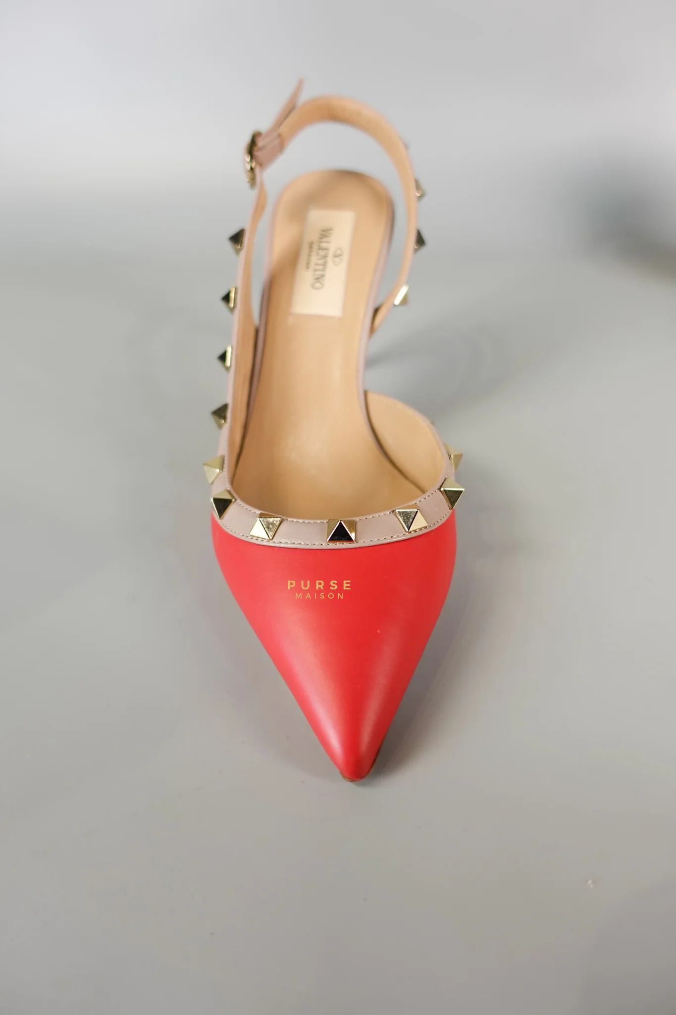 Valentino Red Leather Rockstud Slingback Pumps (Size 36EU 22.7cm) - Image 10