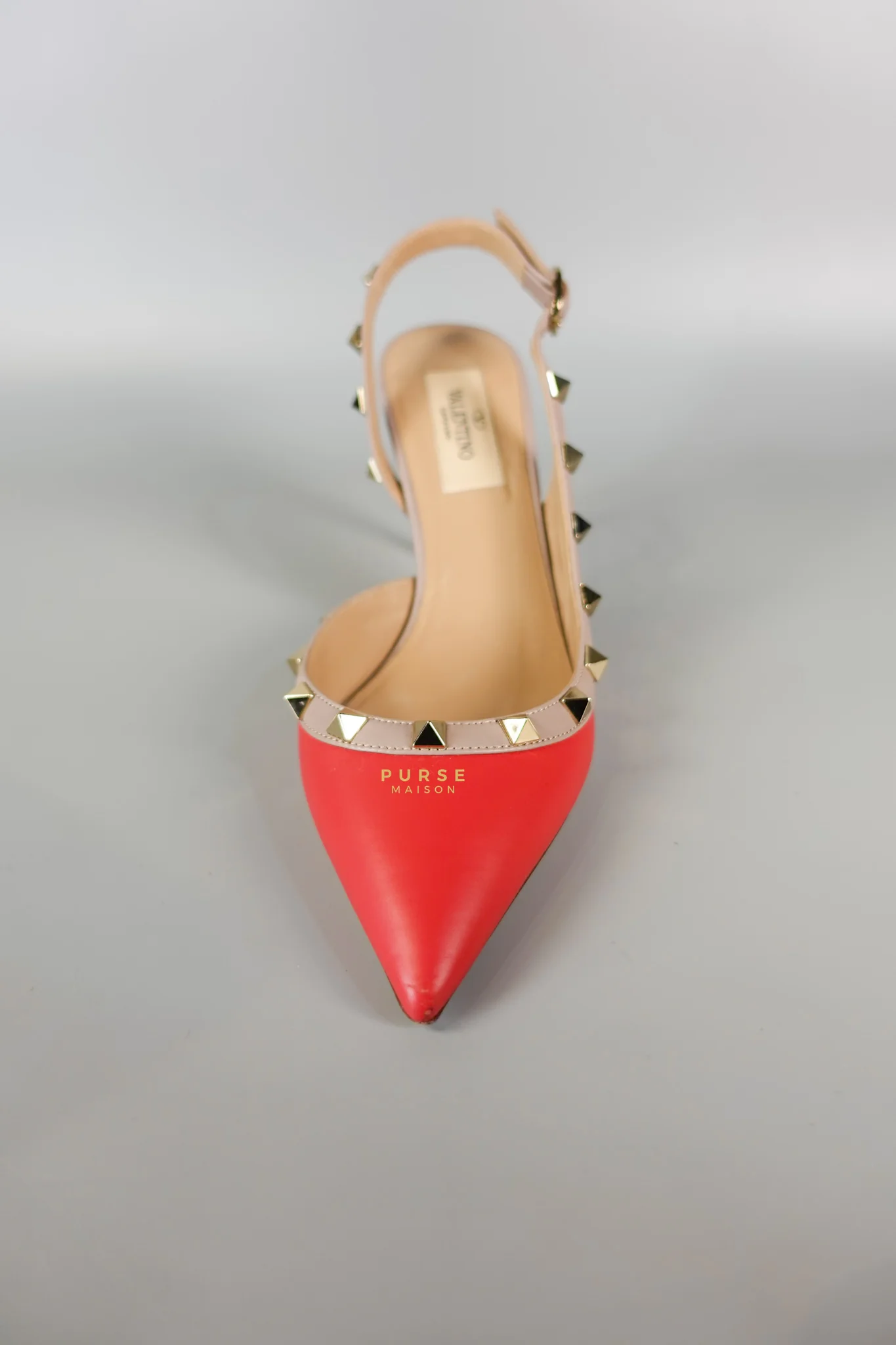 Valentino Red Leather Rockstud Slingback Pumps (Size 36EU 22.7cm) - Image 21