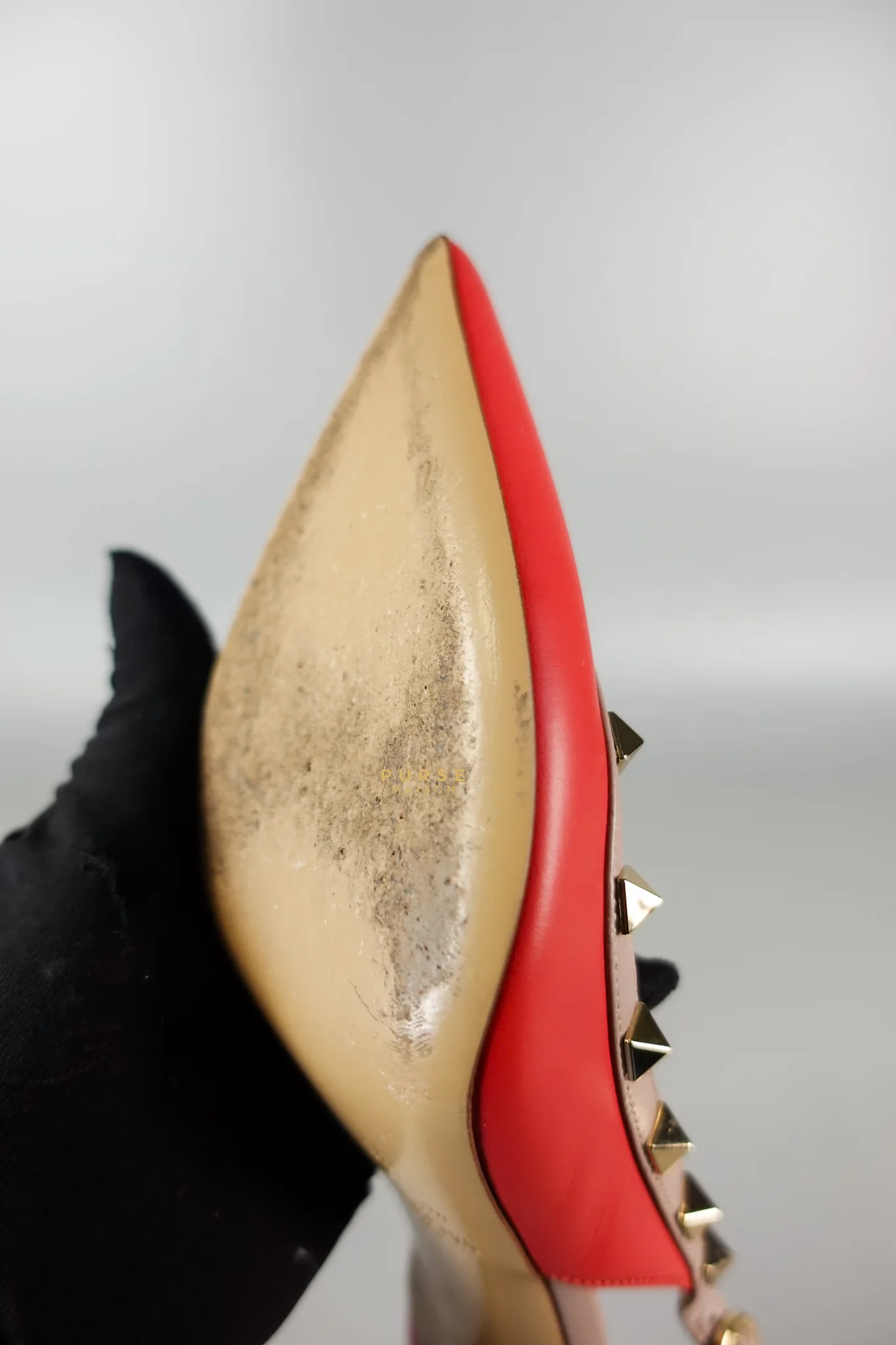 Valentino Red Leather Rockstud Slingback Pumps (Size 36EU 22.7cm) - Image 30